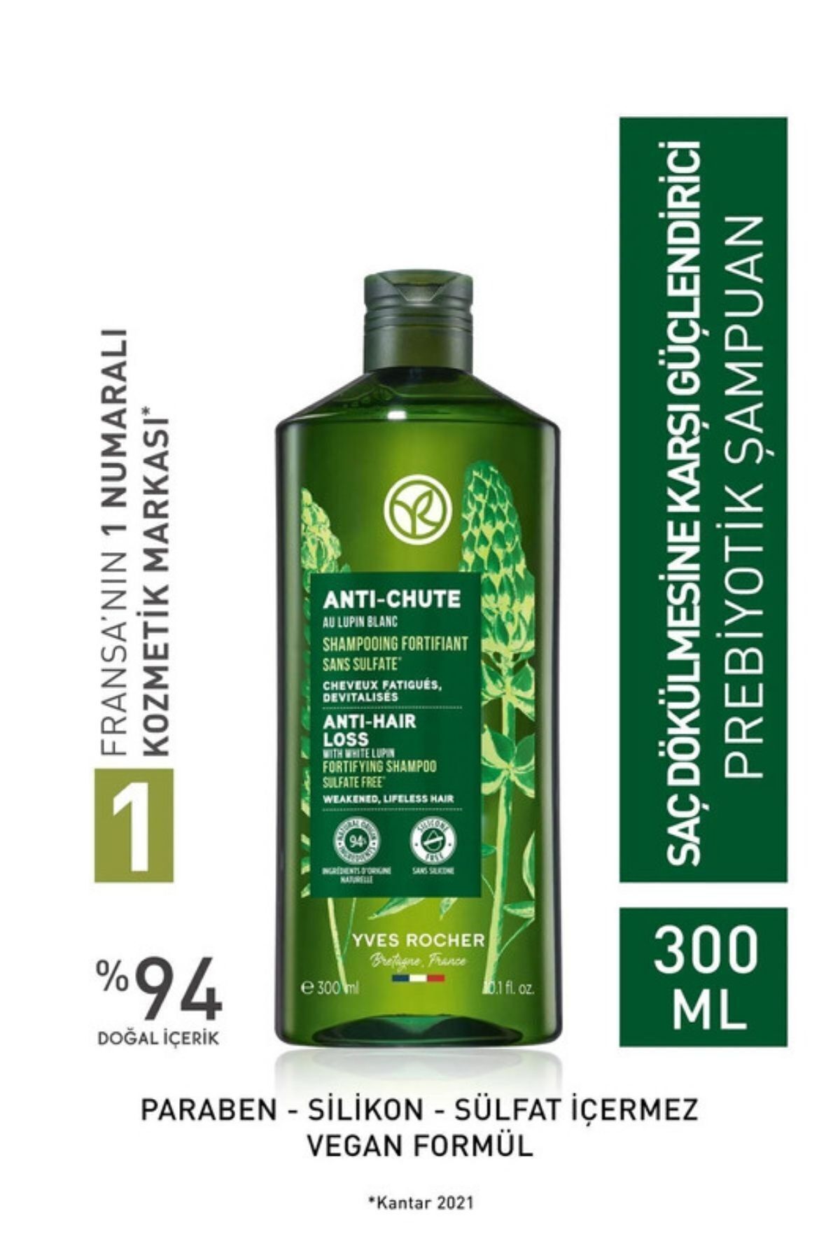 Yves Rocher Saç Dökülmesine Karşı (anti-chute) Güçlendirici Prebiyotik Şampuan - Sülfatsız &-300 Ml