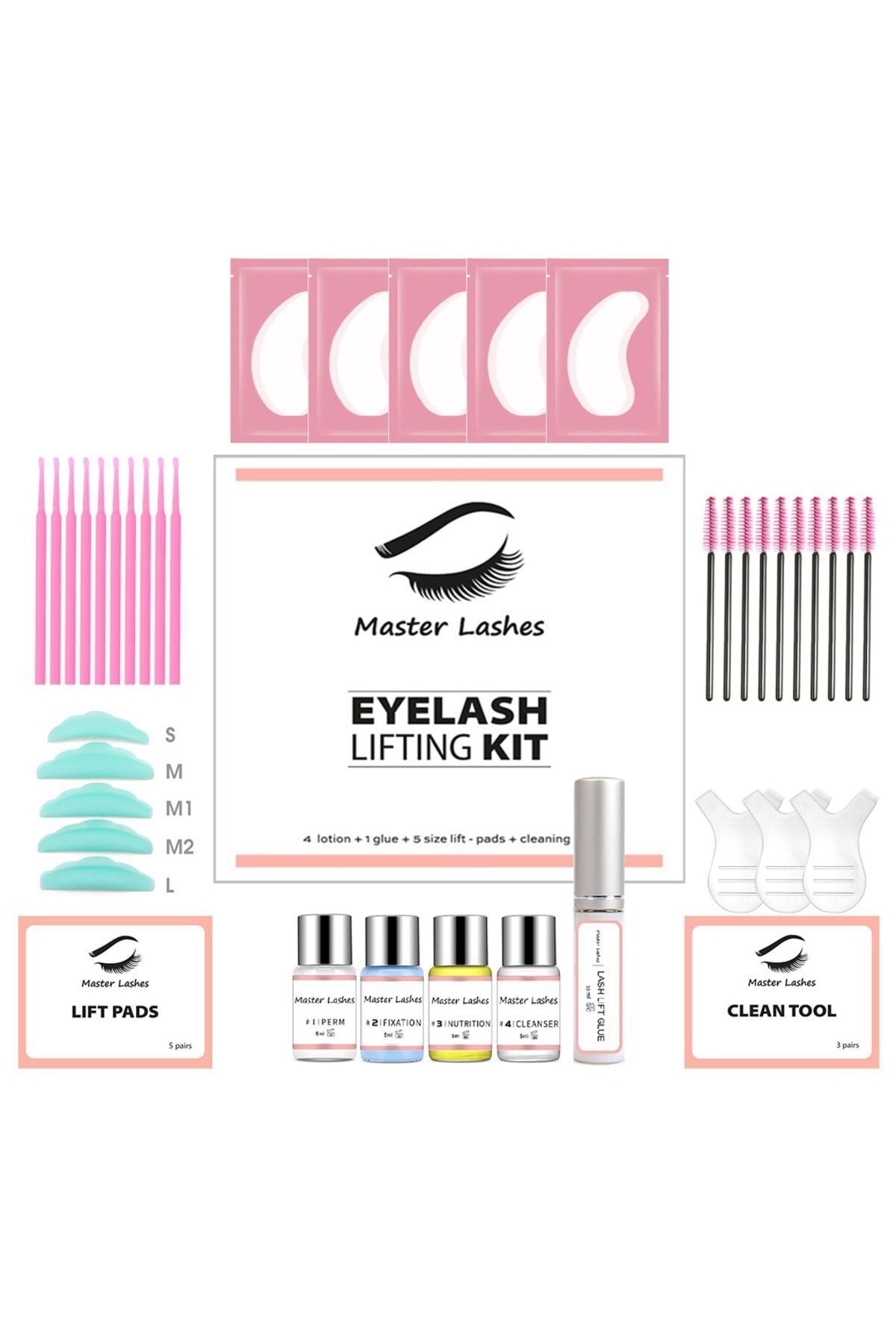 Master Lashes Kirpik Lifting Seti Yapıştırıcılı 10ml Lash Lift, Kaş & Kirpik Perma Seti Full Set
