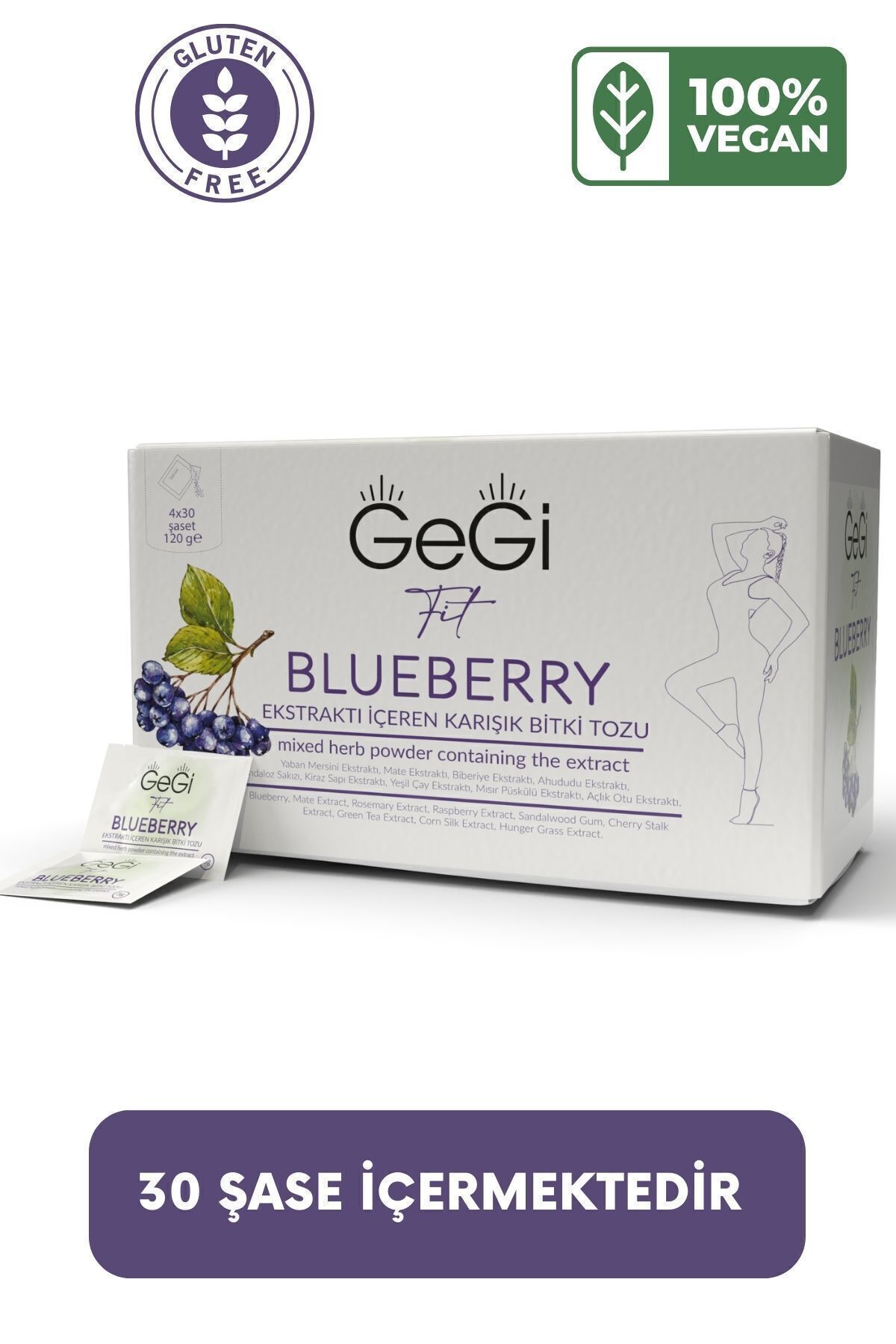 GEGİ Zayıflama Destekleyen Yaban Mersinli Blueberry Tozu Detox Form Çayı Tea Diyeti 1 Aylık Paket