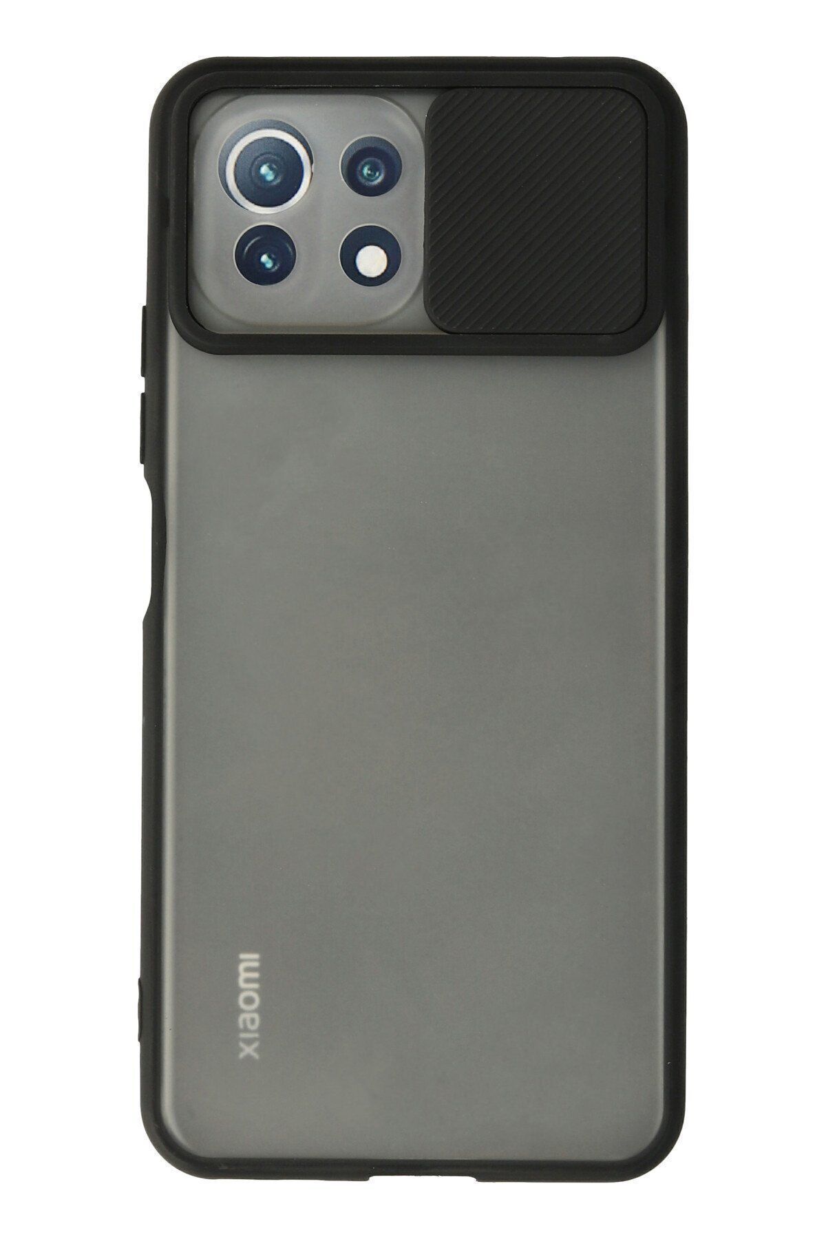 cepmoda Xiaomi Mİ 11 Lite Siyah Renk Kamera Sürgülü Telefon Kılıfı - Buzlu Mat Kapak