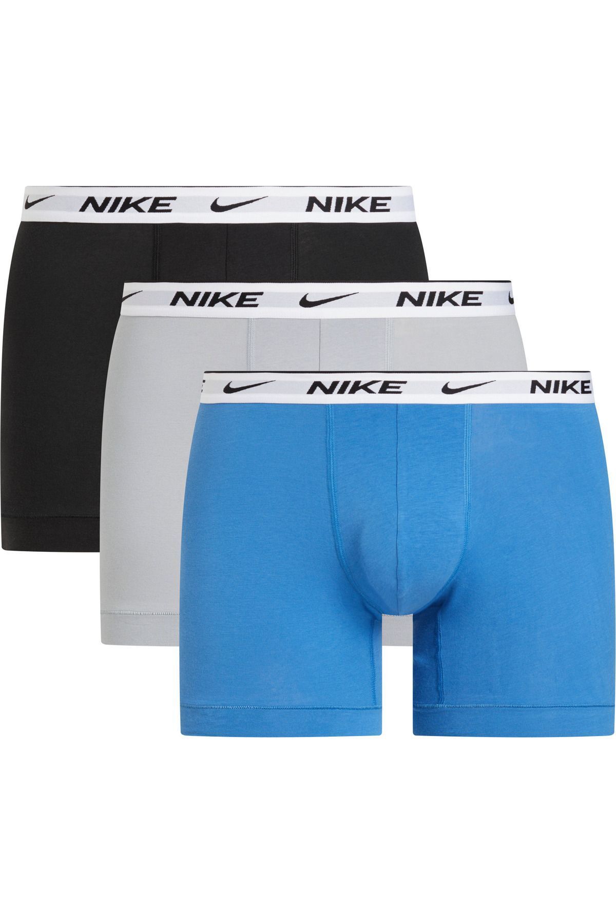 Nike Erkek Nike Marka Logolu Elastik Bantlı Günlük Kullanıma Uygun Mavi-Gri-Siyah Boxer 0000KE1008-F8G