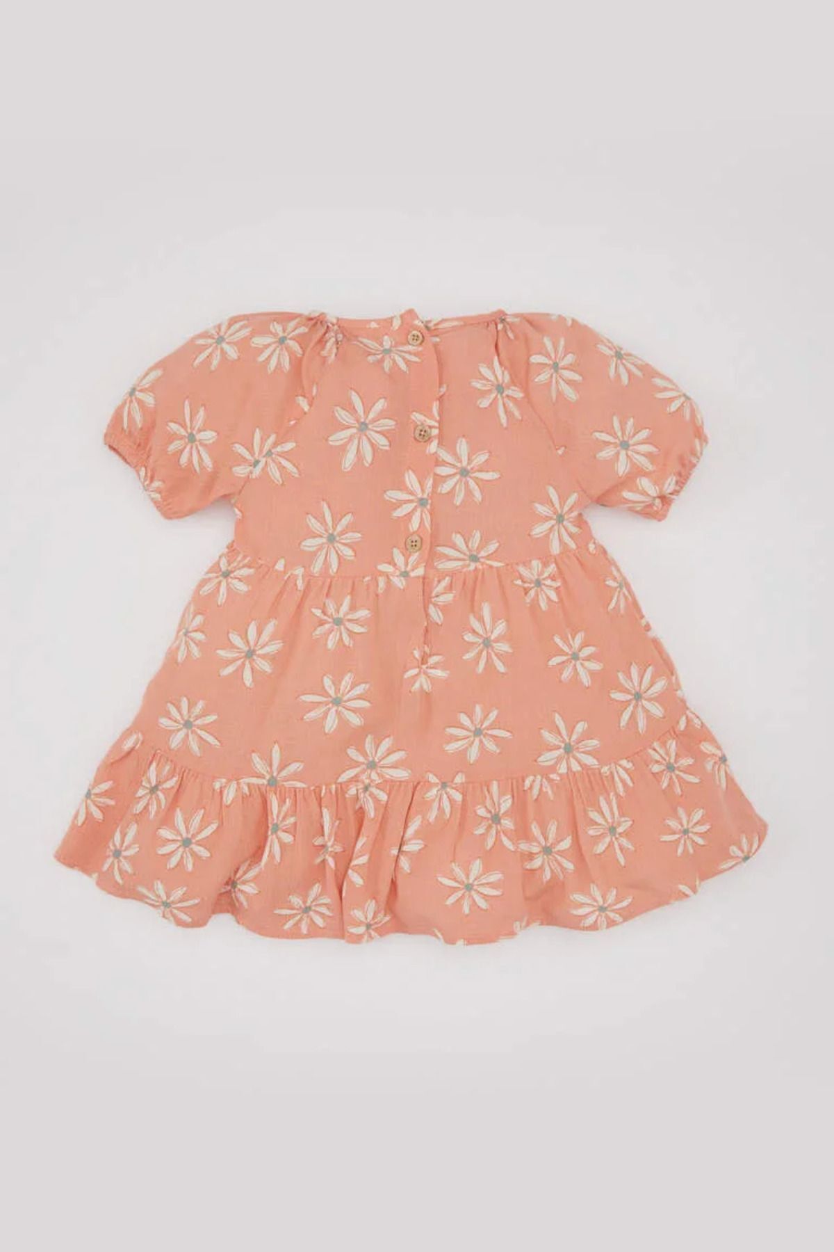 Defacto Kız Bebek Çiçekli Kısa Kollu Krinkıl Viskon Elbise C2423a524sm