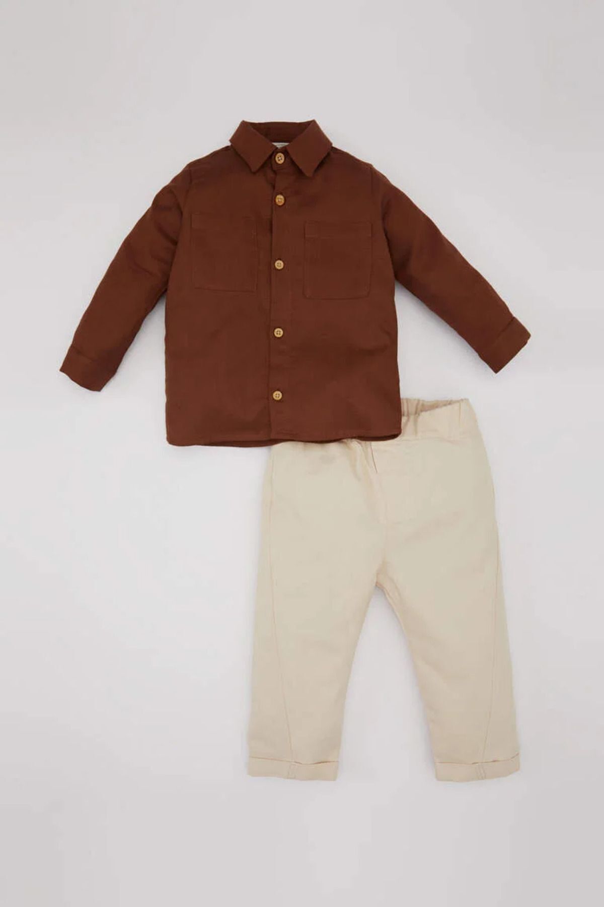 Defacto Erkek Bebek Gömlek Twill Pantolon 2'li Takım B3192a524sp