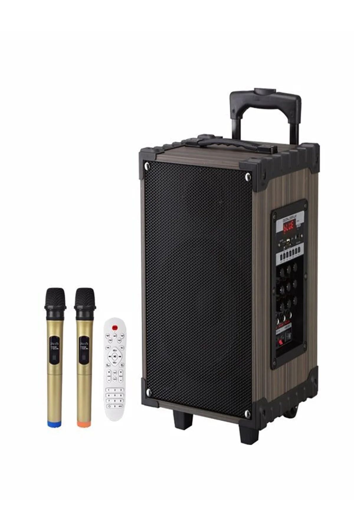 NARGO Şarjlı Kumandalı Çift Mikrofonlu XXL Box Hoparlör Karaoke Sistemi 100 Watt Taşınabilir Amfi Hoparlör