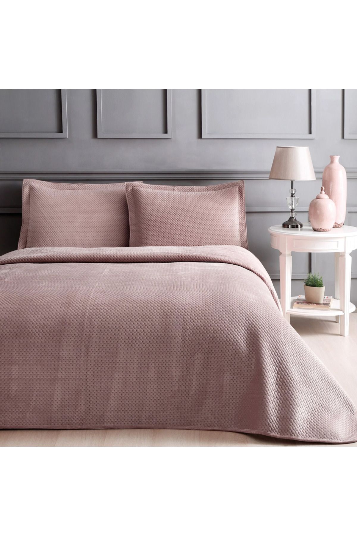 Linens Glace Tek Kişilik Yatak Örtüsü Seti Pembe