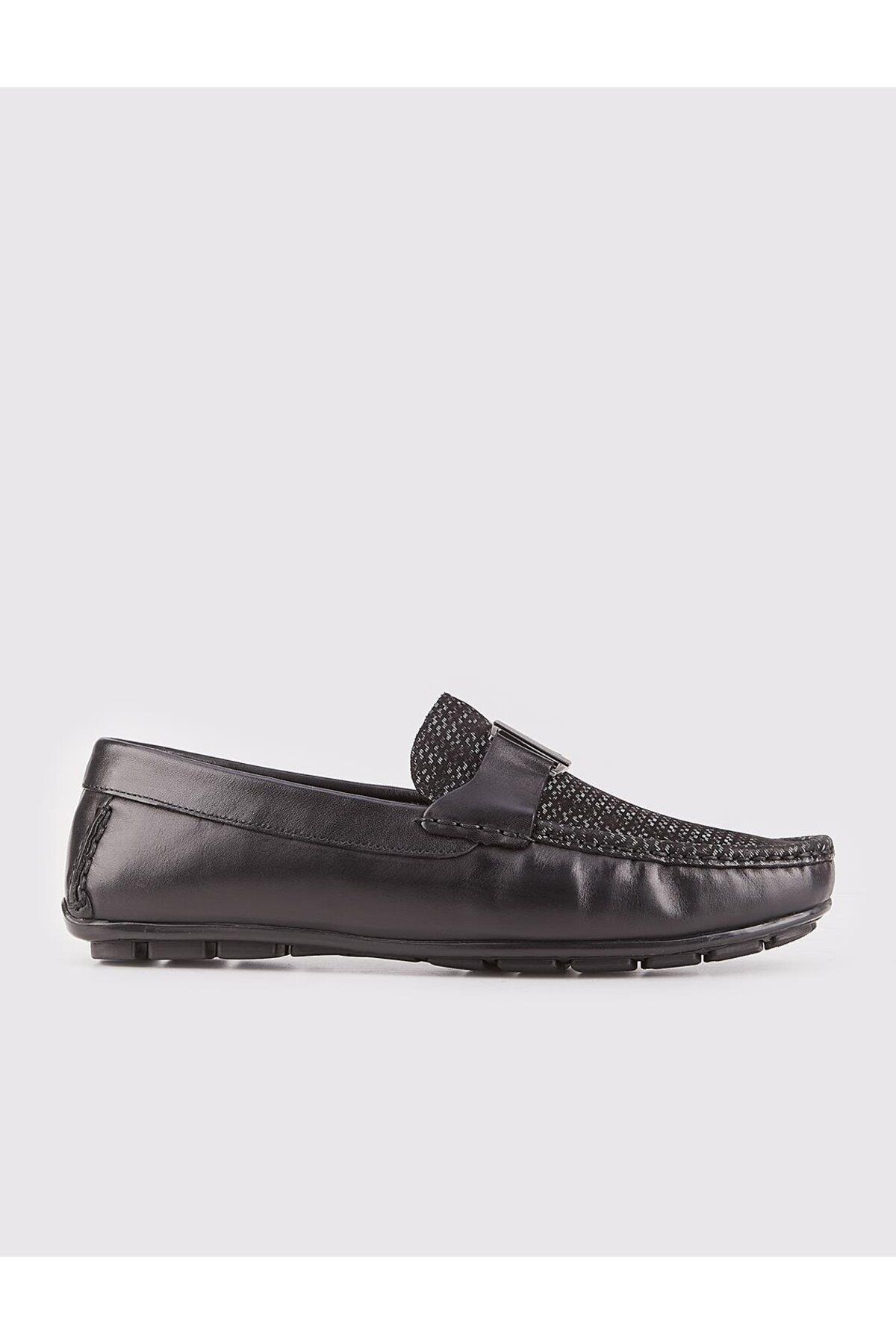 Cabani Hakiki Deri Siyah Özel Tasarımlı Erkek Loafer Ayakkabı