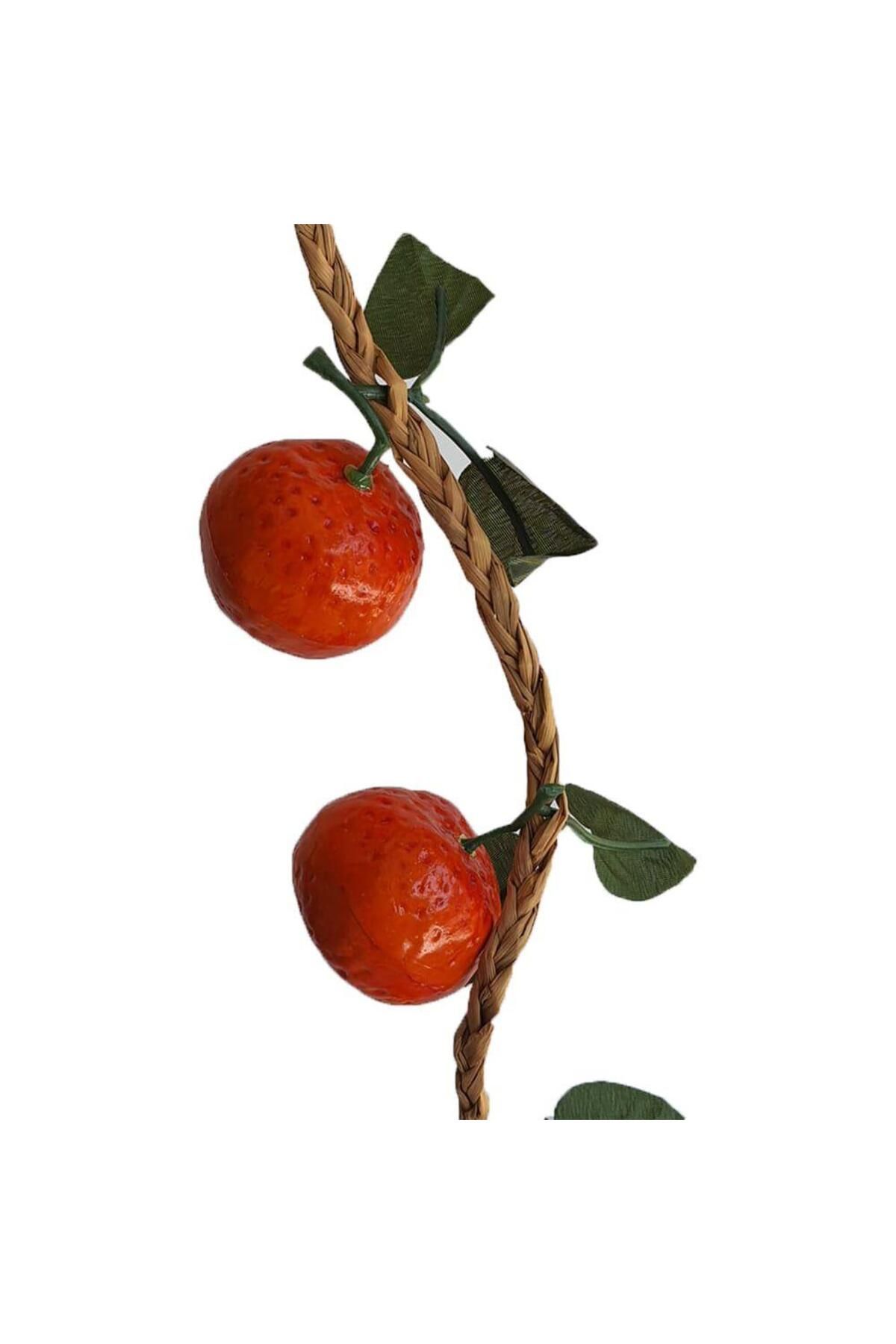 Hasyılmaz Yapay Mandalina - Dekoratif Dal Meyve Sebze (1 Salkım)