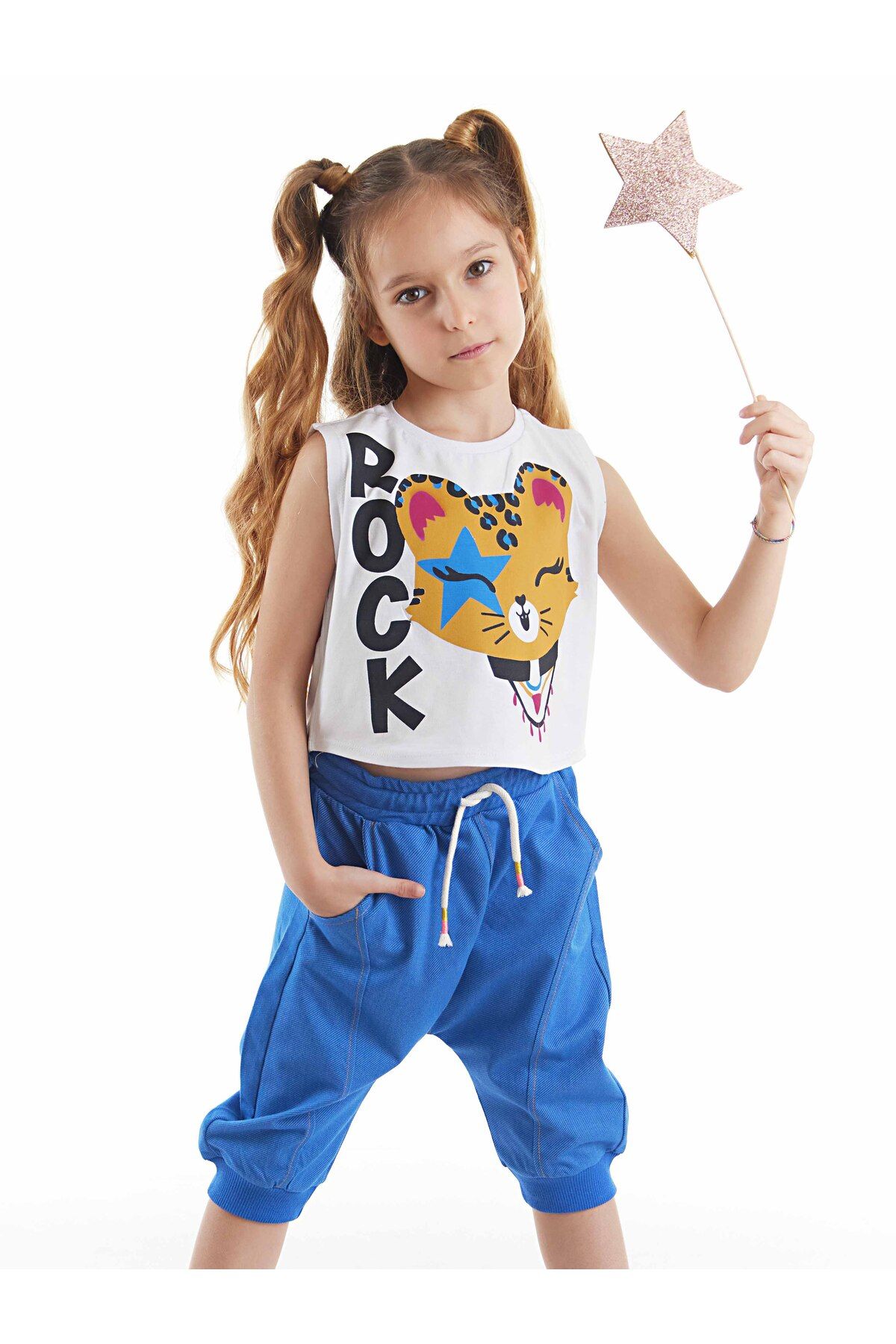 MSHB&G Rocker Leo Kız Çocuk T-shirt Kapri Şort Takım