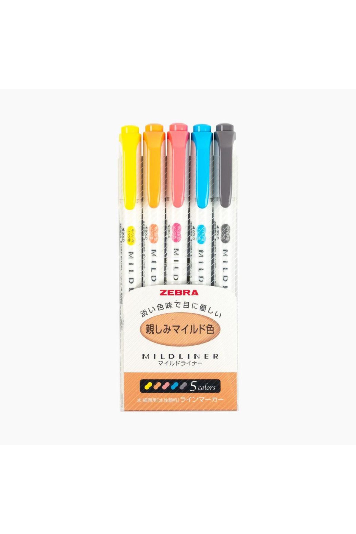 Zebra Mildliner Çift Taraflı Işaretleme Kalemi 5'li Set- Karışık Renkler(TURUNCU)