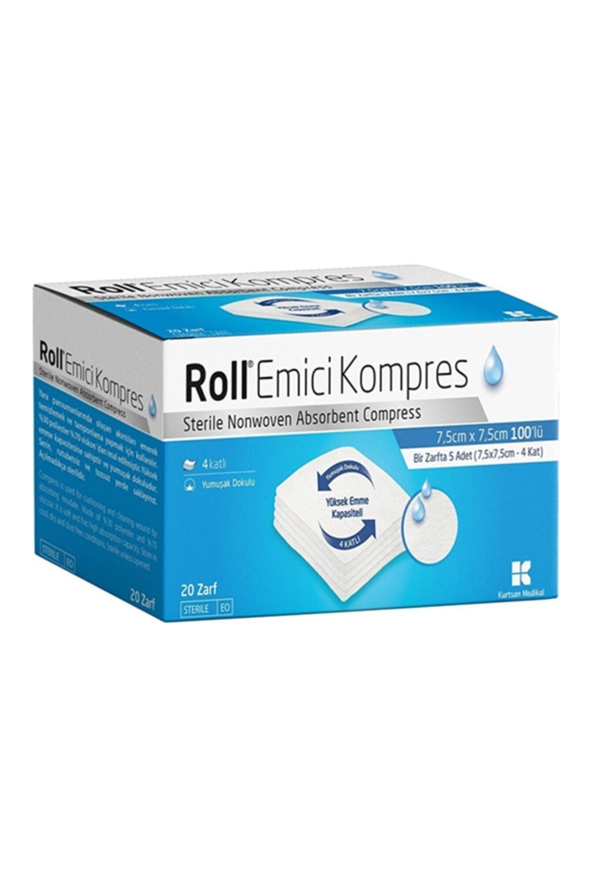 Roll Steril Emici Kompres Nonwoven Gazlı Bez 100 Adet