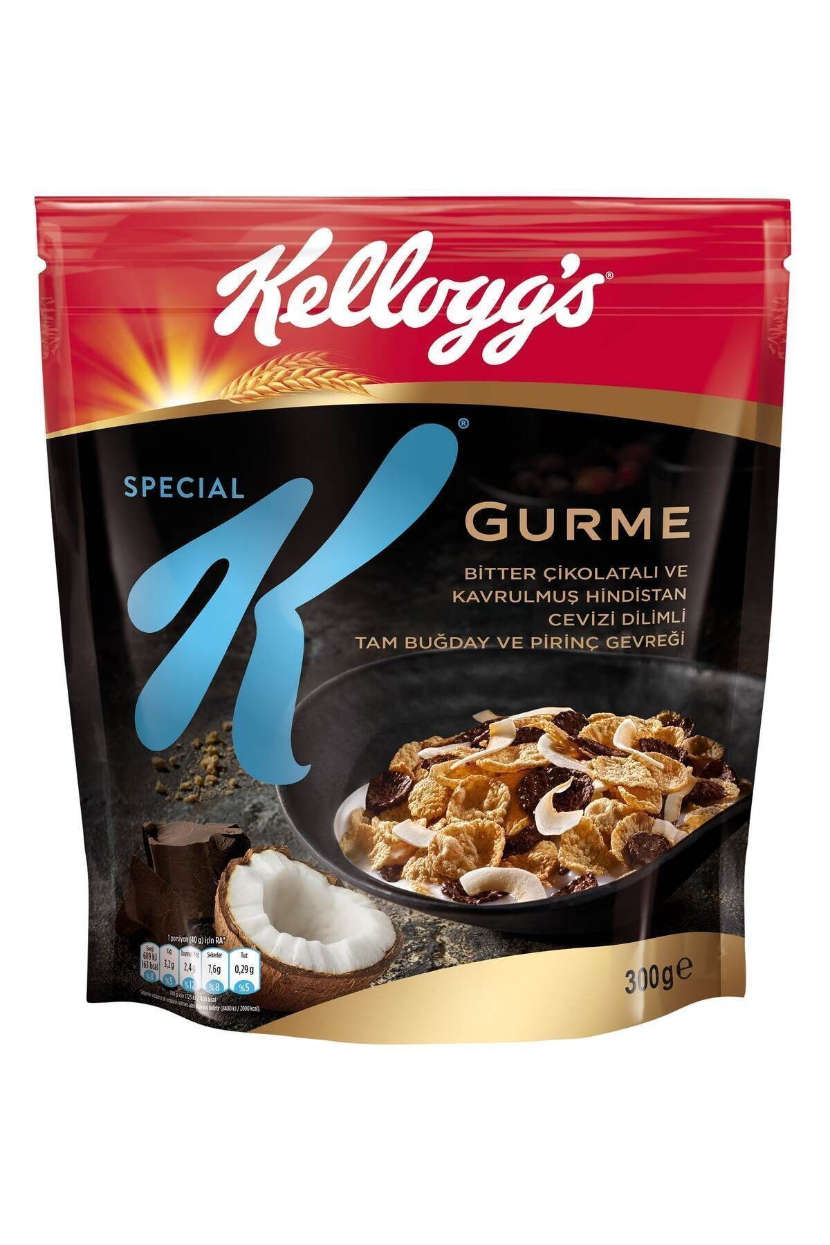 Kellogg's Special K Gurme Bitter Çikolatalı Ve Hindistan Cevizi Dilimli Kahvaltılık Gevrek 300gr, %46 Yulaf