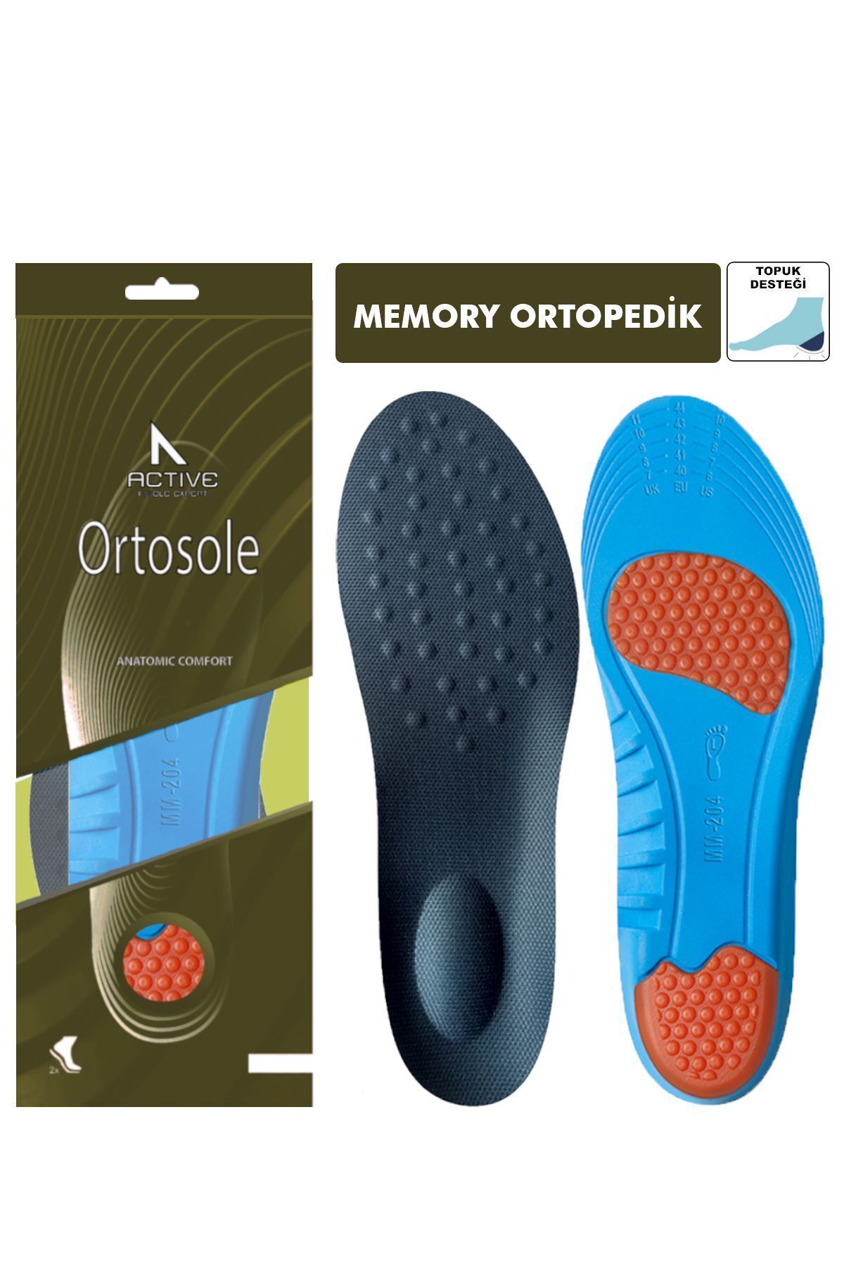 Ortosole Ortopedik Memory Foam Ayakkabı Tabanlığı, Masaj Etkili, Kemer Destekli Tabanlık
