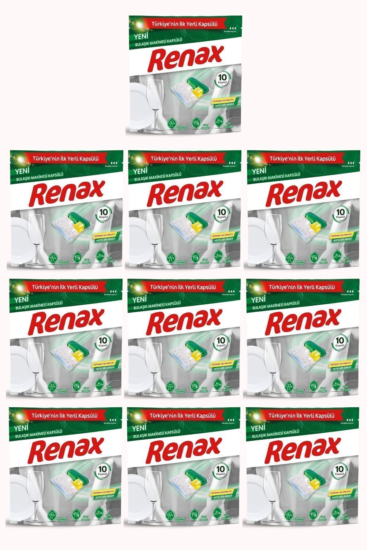 RENAX Bulaşık Makinesi Kapsülü Hepsi Bir Arada 10 Lu x 10 Adet