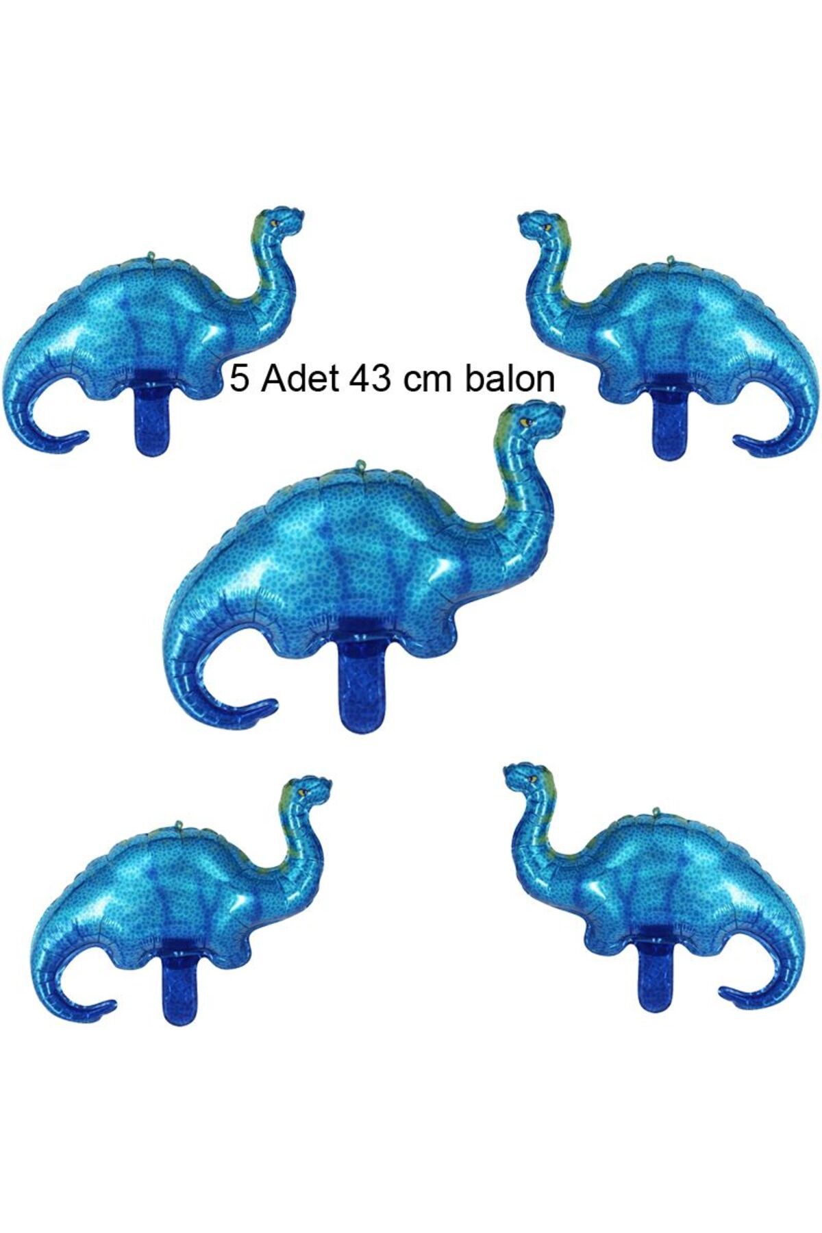 partidolu Diplodocus Shape Şekilli Mavi Renk Dinozor Folyo Balon 43 Cm 5 Adet