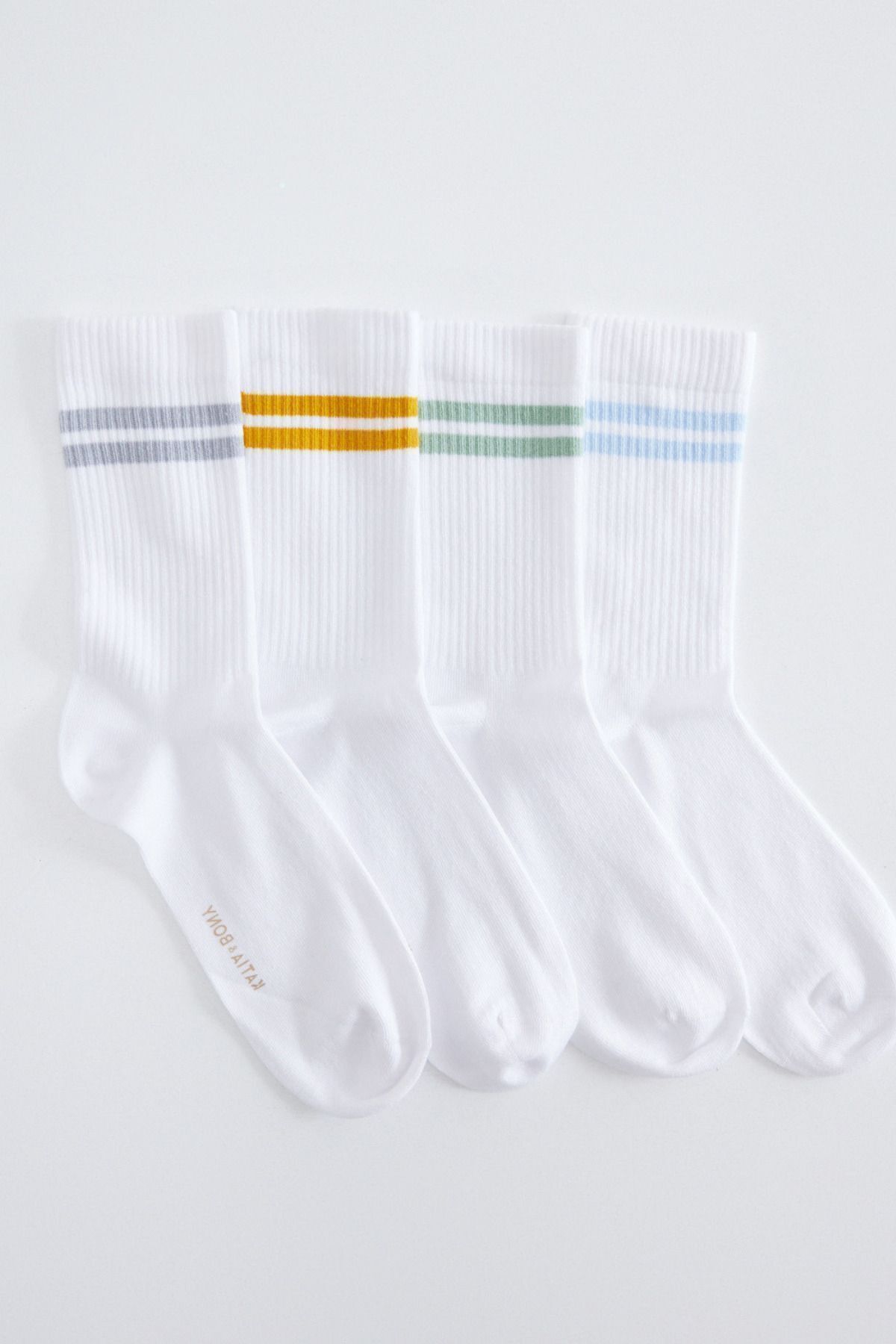 Katia & Bony 4'lü Paket Şeritli Soket Çorap Renkli