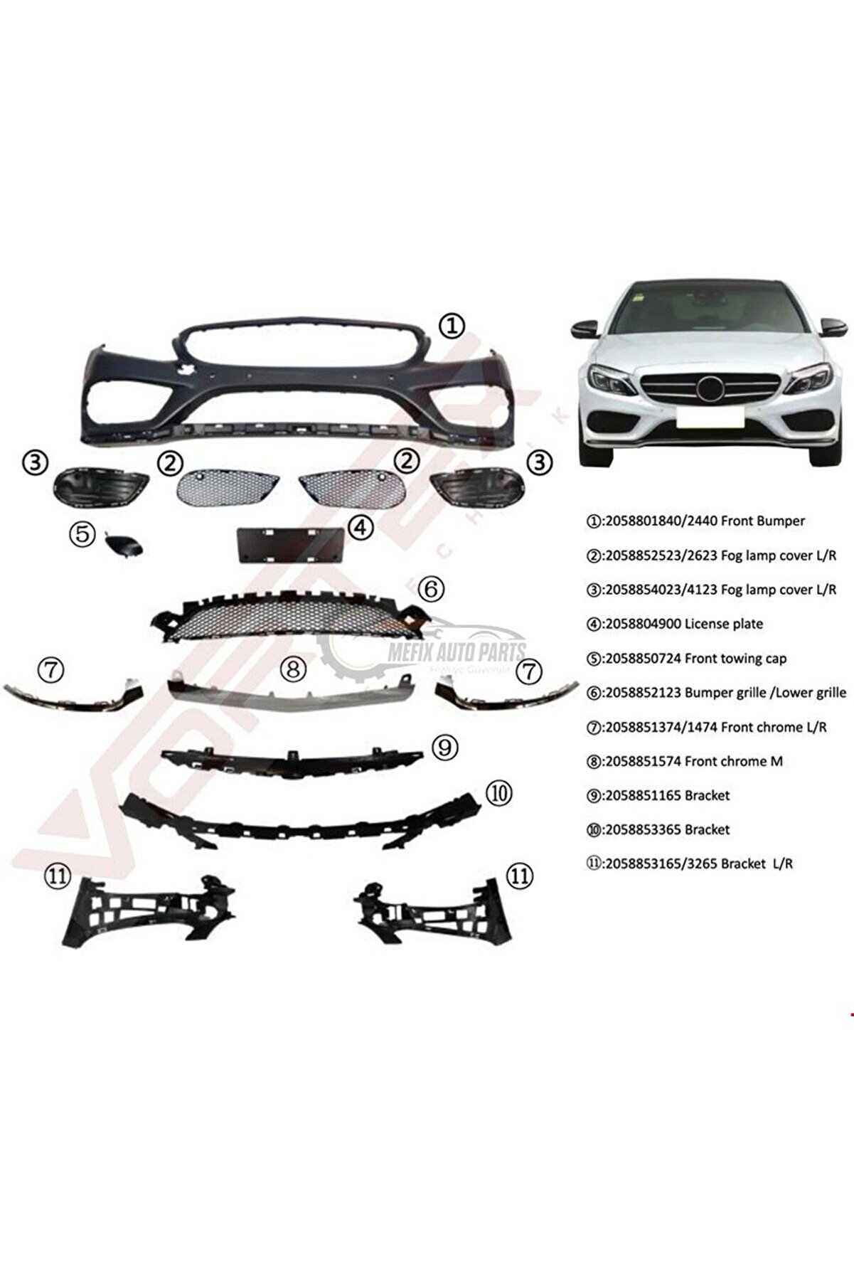 MERCEDES - ÖN TAMPON SET ( AMG ) W205 2014-  - 2058801840set