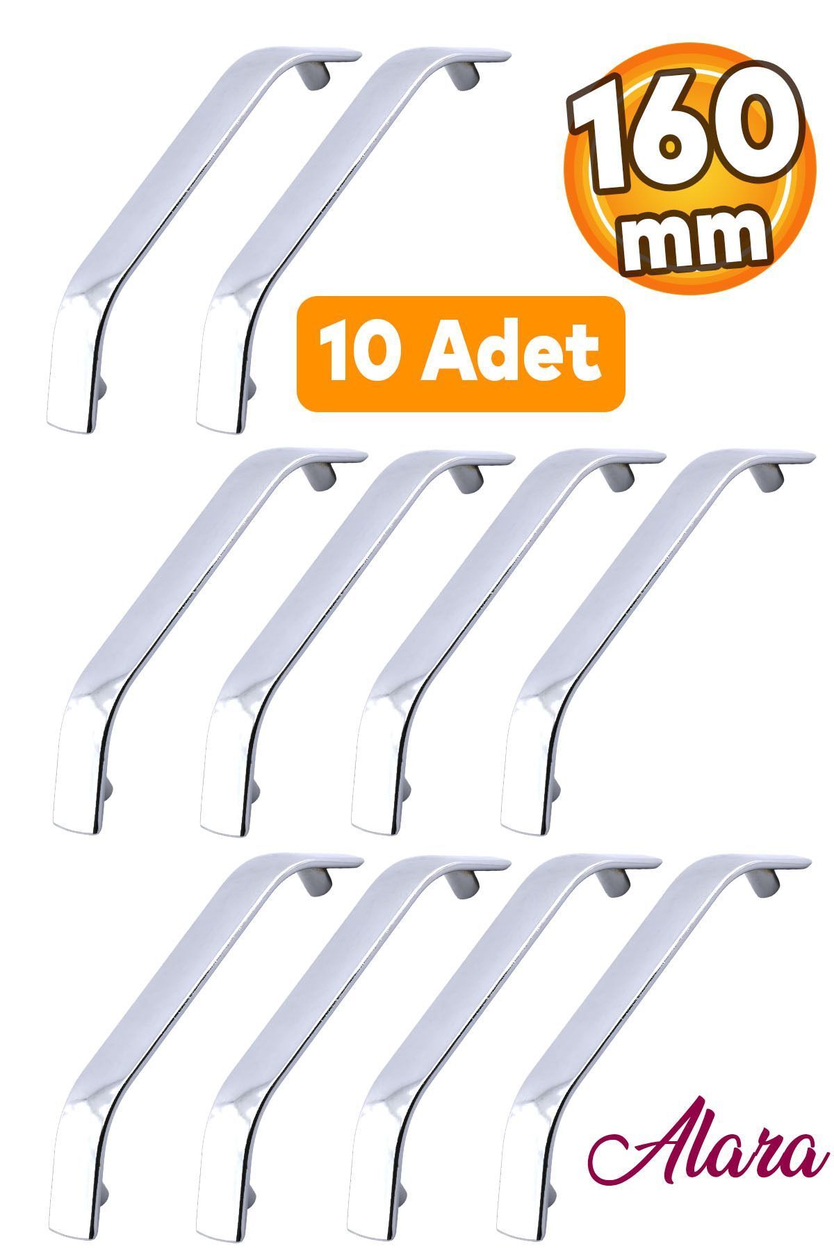 Badem10 10 Adet Alara Kulp Mobilya Mutfak Çekmece Dolabı Dolap Kapak Metal Kulpu Kulpları Krom Renk 96 Mm