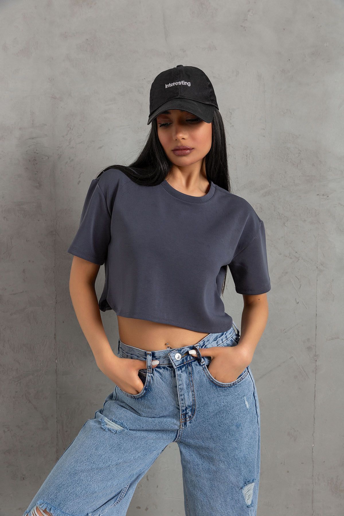 Domoda Füme Ultra Yumuşak Dokunuş: Modal Crop Top Serisi Kadın Tişört @savona