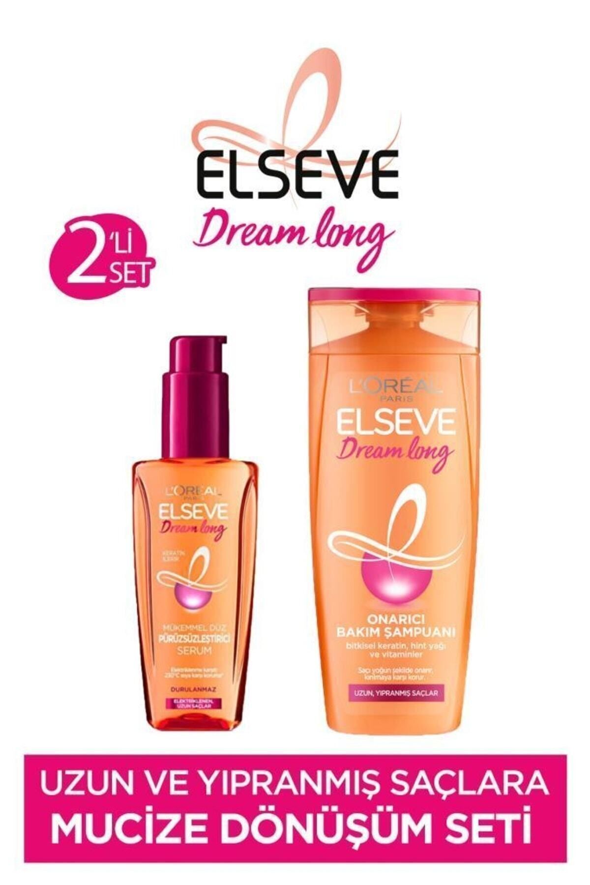 Elseve Dream Long Mükemmel Düz Pürüzsüzleştirici Serum & Onarıcı Bakım Şampuanı 390 Ml