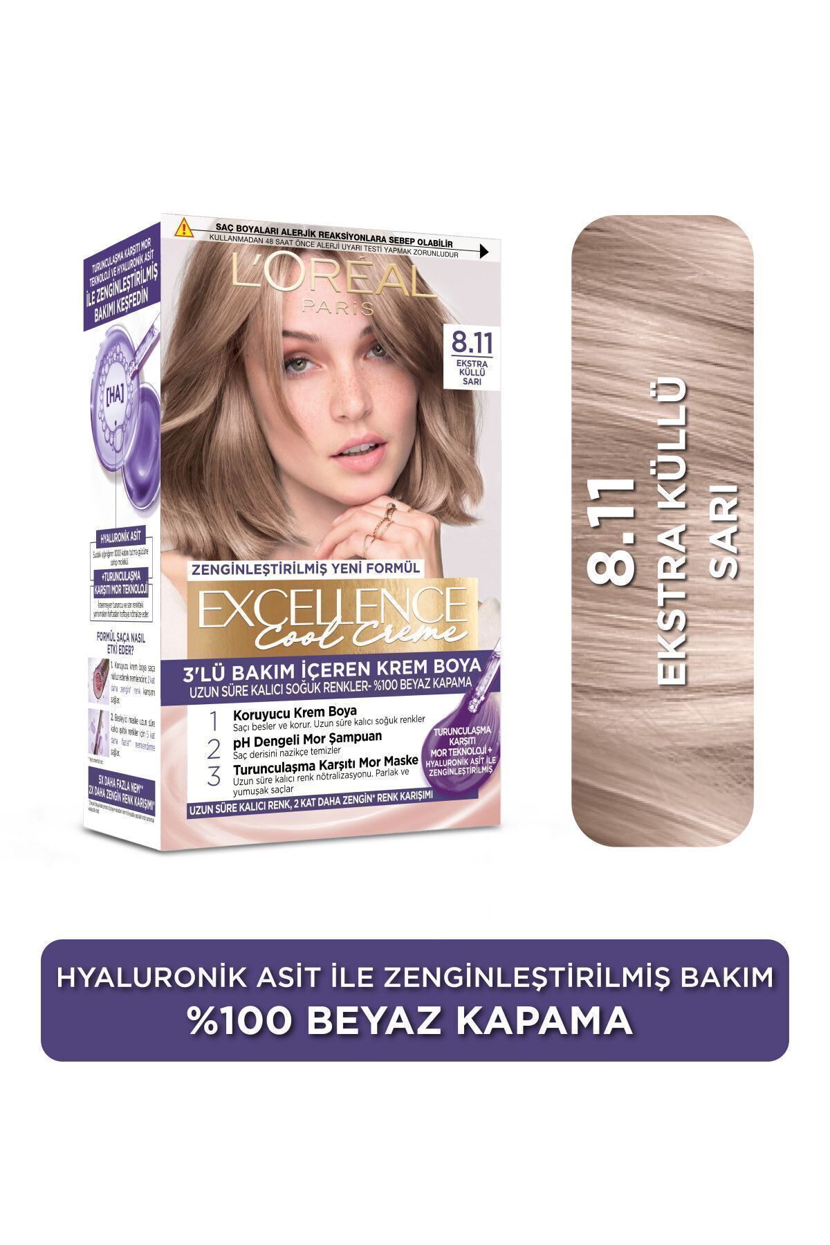 L'Oreal Paris L’oréal Paris Excellence Cool Creme Saç Boyası – 8.11 Ekstra Küllü Sarı
