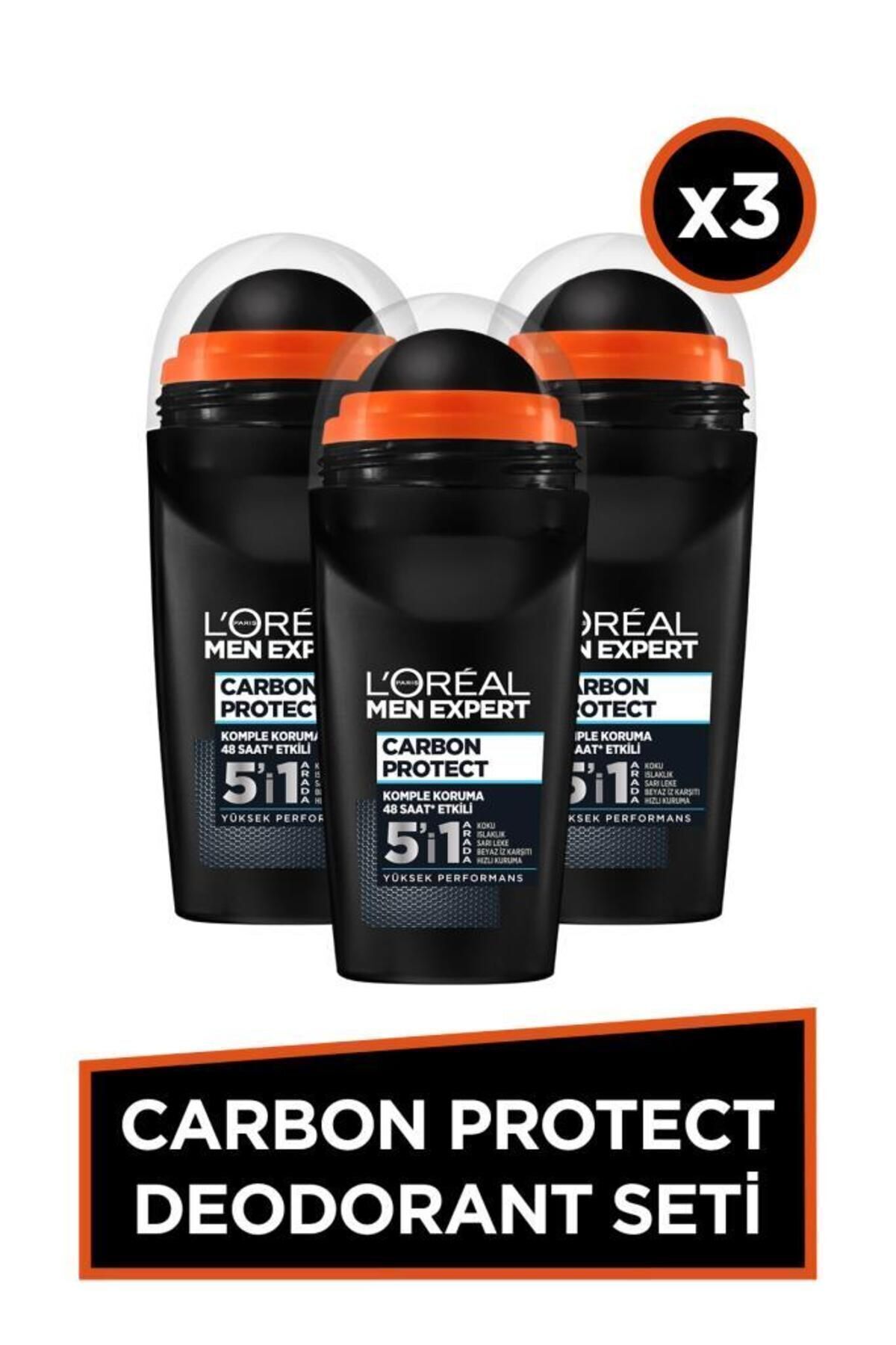 L'Oreal Paris Men Expert Carbon Protect Anti Perspirant 5'i 1 Arada Erkek Roll On 50ml 3'lü Set