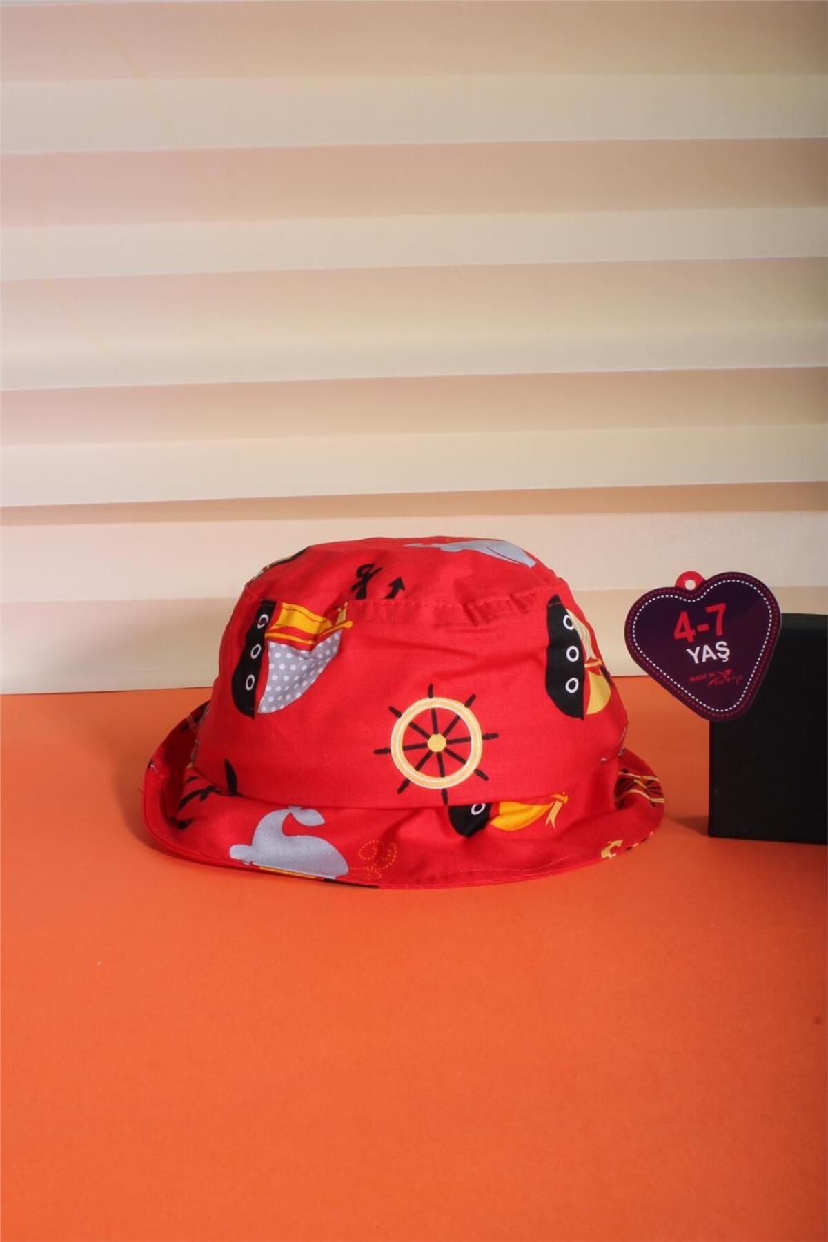 cappello Kırmızı 4-7 Yaş Safari Şapka 24ccksafar02