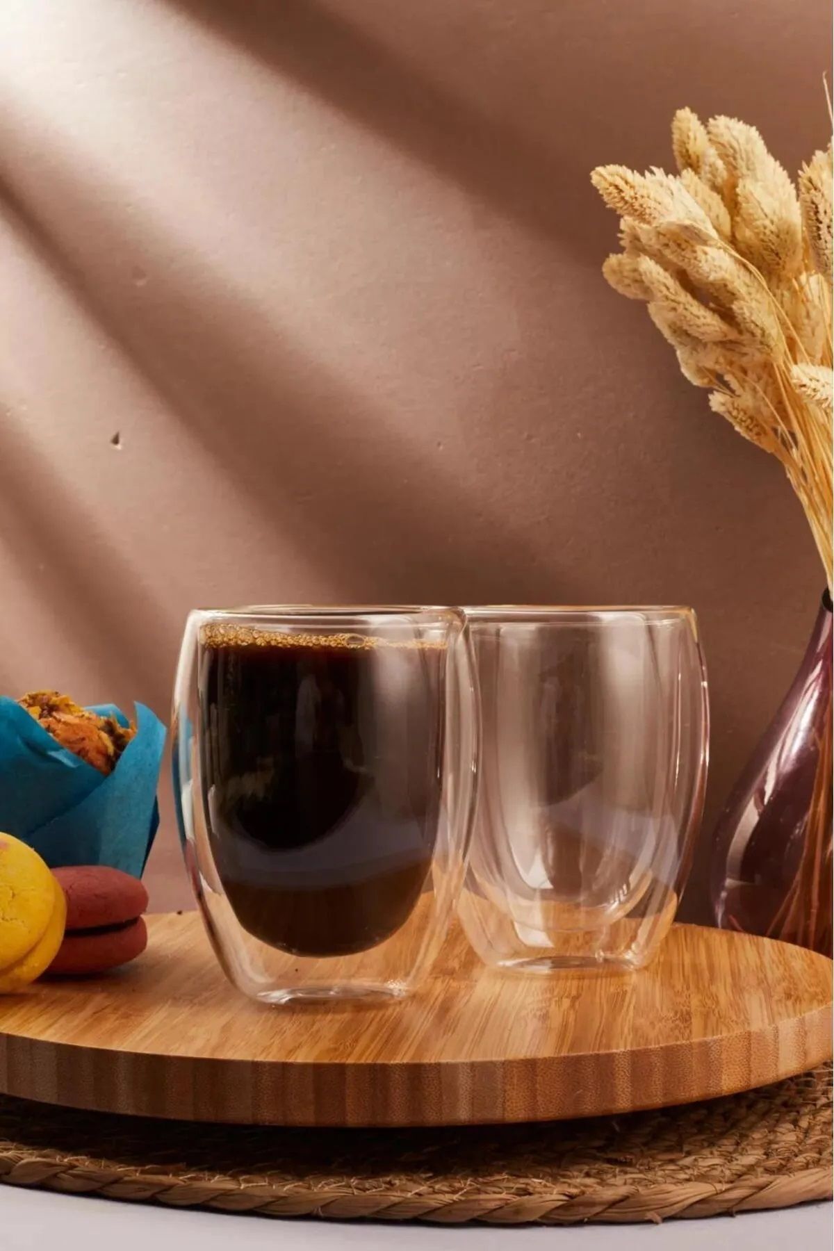 Senza 2 Adet Çift Cidarlı Cam Latte Americano Bardağı