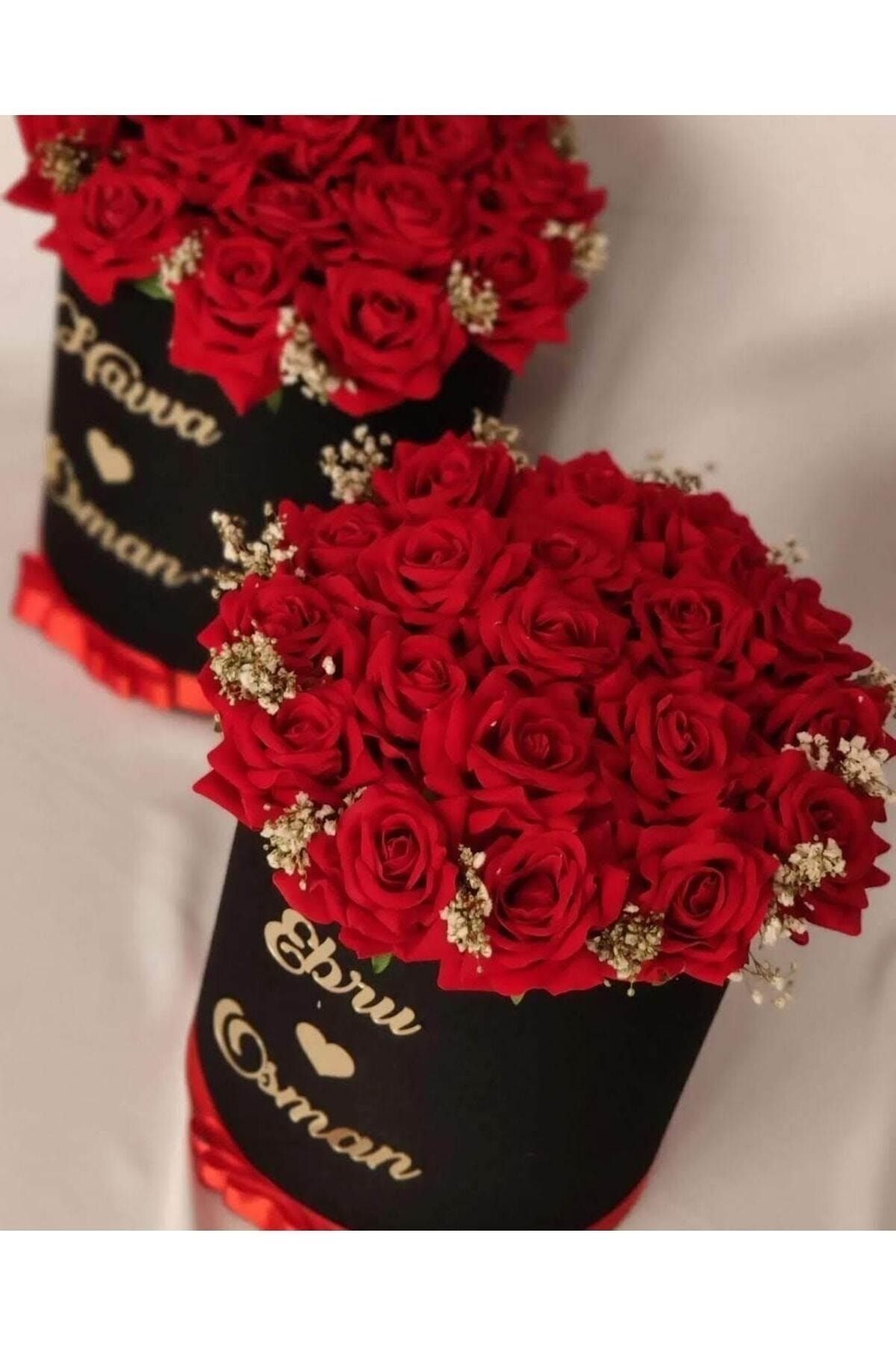 GELİN ÇİÇEĞİ EN İYİSİ Silindir Kutuda Kırmızı Kadife Yapay Güller Kız Isteme Çiçeği Nişan Söz Sevgiliye