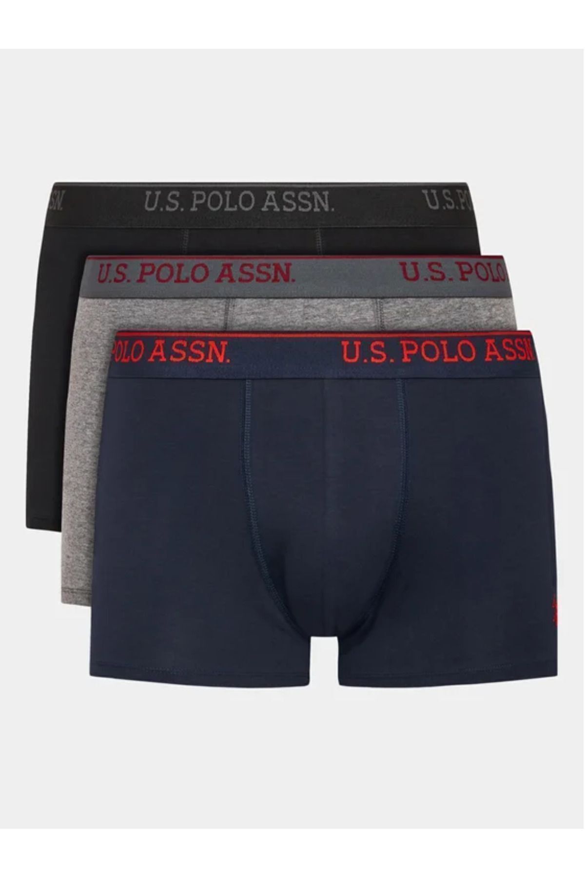 U.S. Polo Assn. Erkek Pamuklu Likralı 3'lü Paket Büyük Beden Battal Boy Çok Renkli Boxer