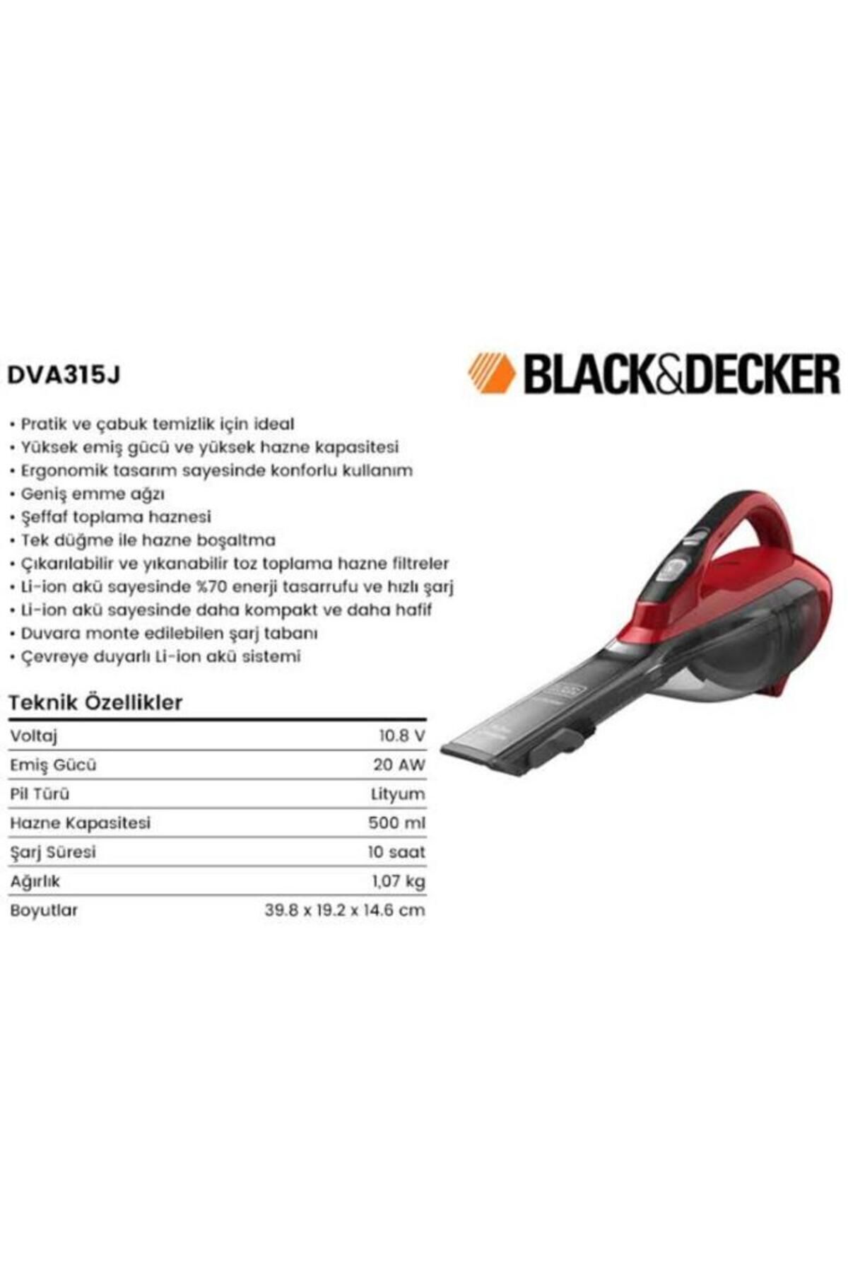 Black Decker DVA315J 16.2Wh/10.8v 1,5Ah Li-ion Şarjlı Süpürge
