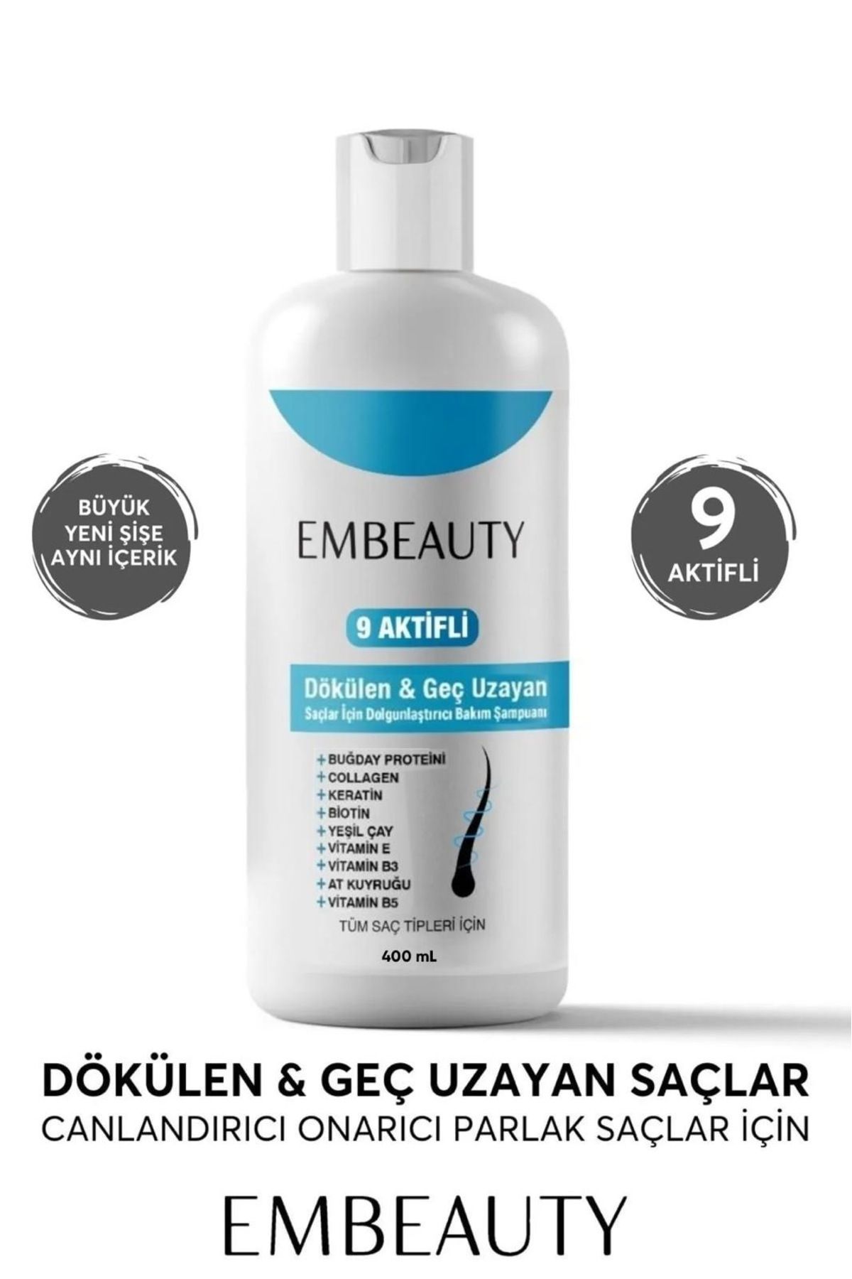 Embeauty Kolajen Ve Keratin Saç Dökülmesine Karşı Hızlı Sac Uzatan Dolgunlaştırıcı Onarıcı Besleyici Şampuan