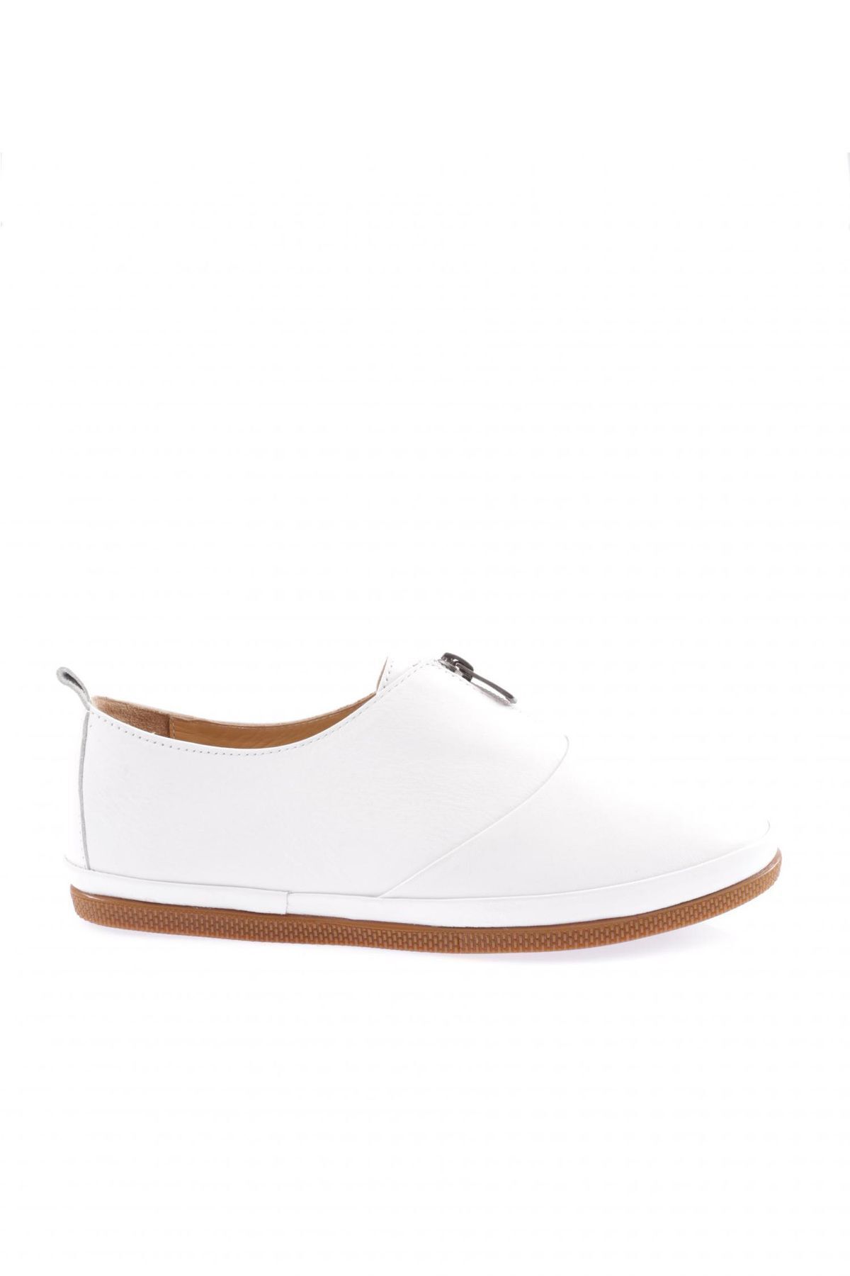 Dgn 22002-22y Kadın Fermur Detaylı Comfort Ayakkabı Beyaz Hakiki Deri