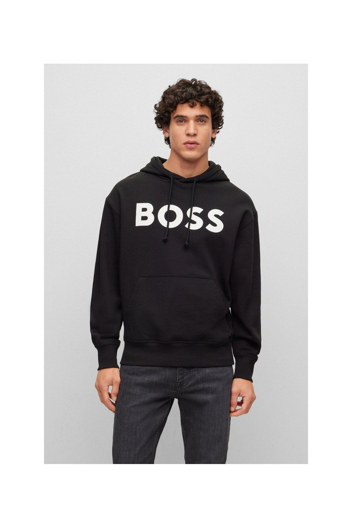 BOSS Fransız Havlu Kumaşından Logo Baskılı Kapüşonlu Sweatshirt