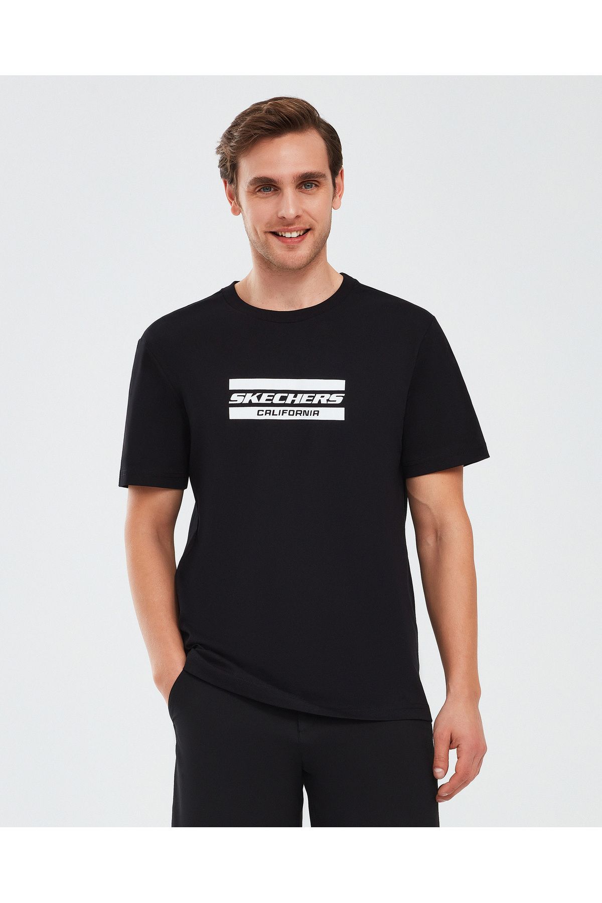 Skechers Graphic T-Shirt M Short Sleeve Erkek Siyah Tshirt S241056-001