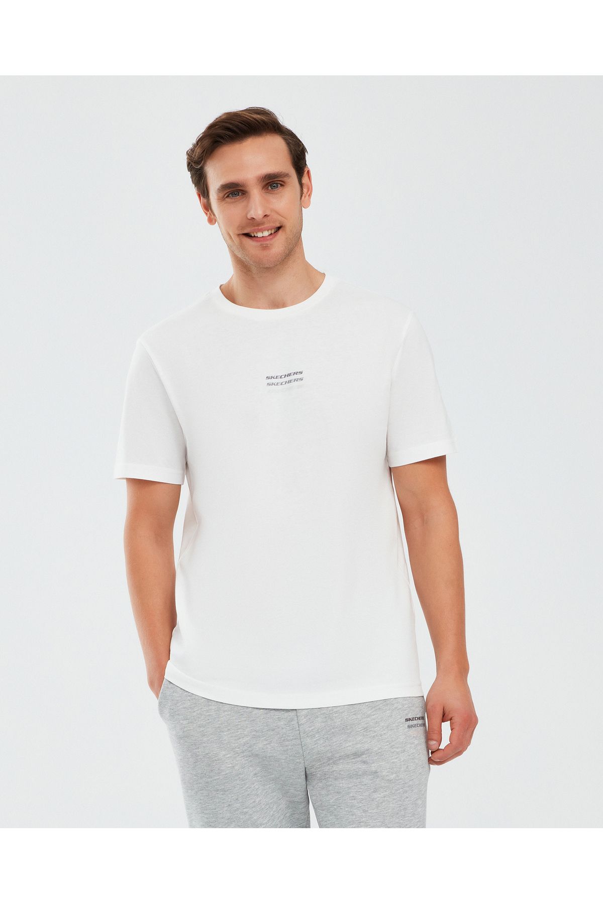 Skechers Essential M Short Sleeve T-shirt Erkek Beyaz Tshirt S241007-102