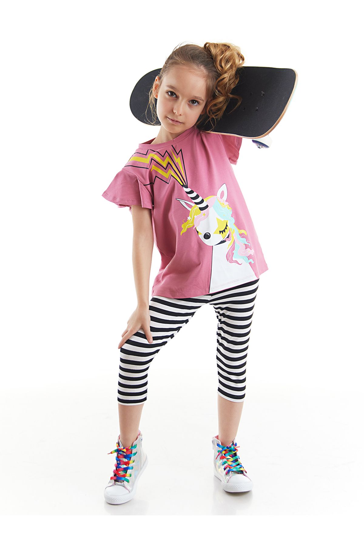 MSHB&G Unicorn Rock Kız Çocuk T-shirt Tayt Takım