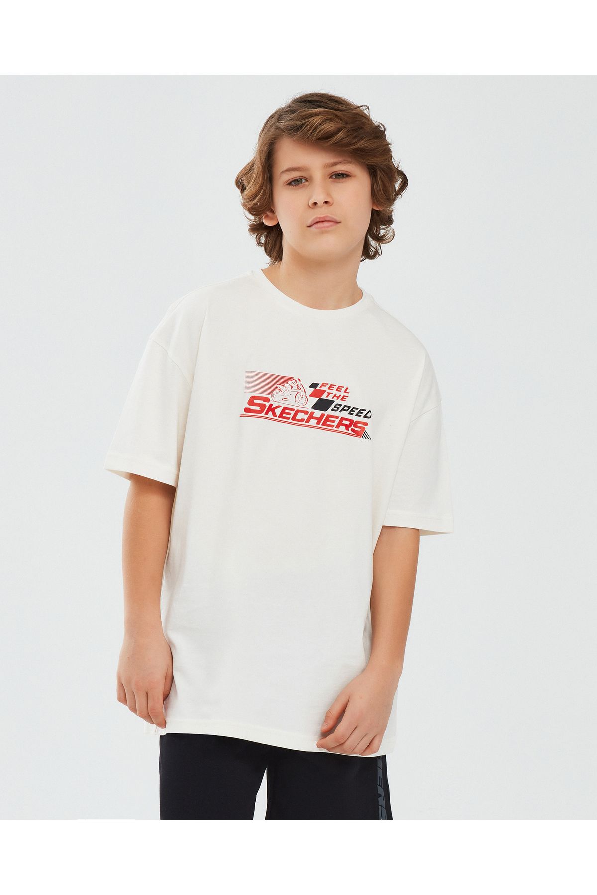 Skechers Graphic Tee B Short Sleeve Büyük Erkek Çocuk Beyaz Tshirt Sk241020-102