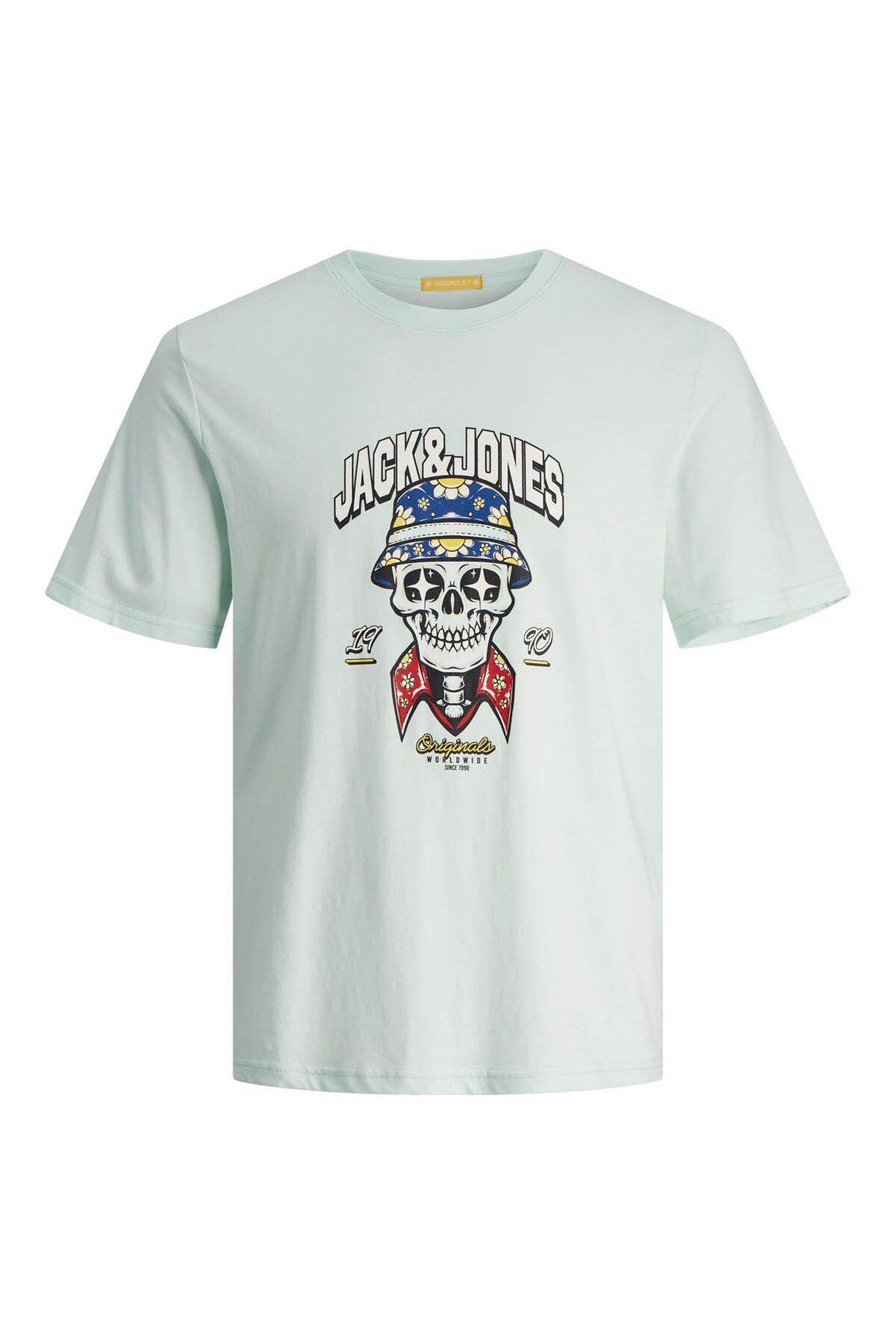 Jack & Jones Erkek T-shirt Mavi 12255192 Orcoconut Skull Tee Ss