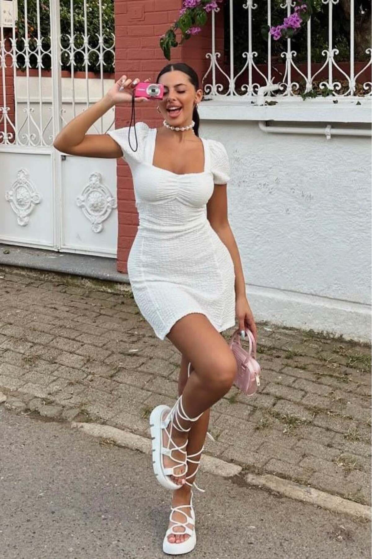 mylove Siena Sırt Dekolteli Elbise Beyaz