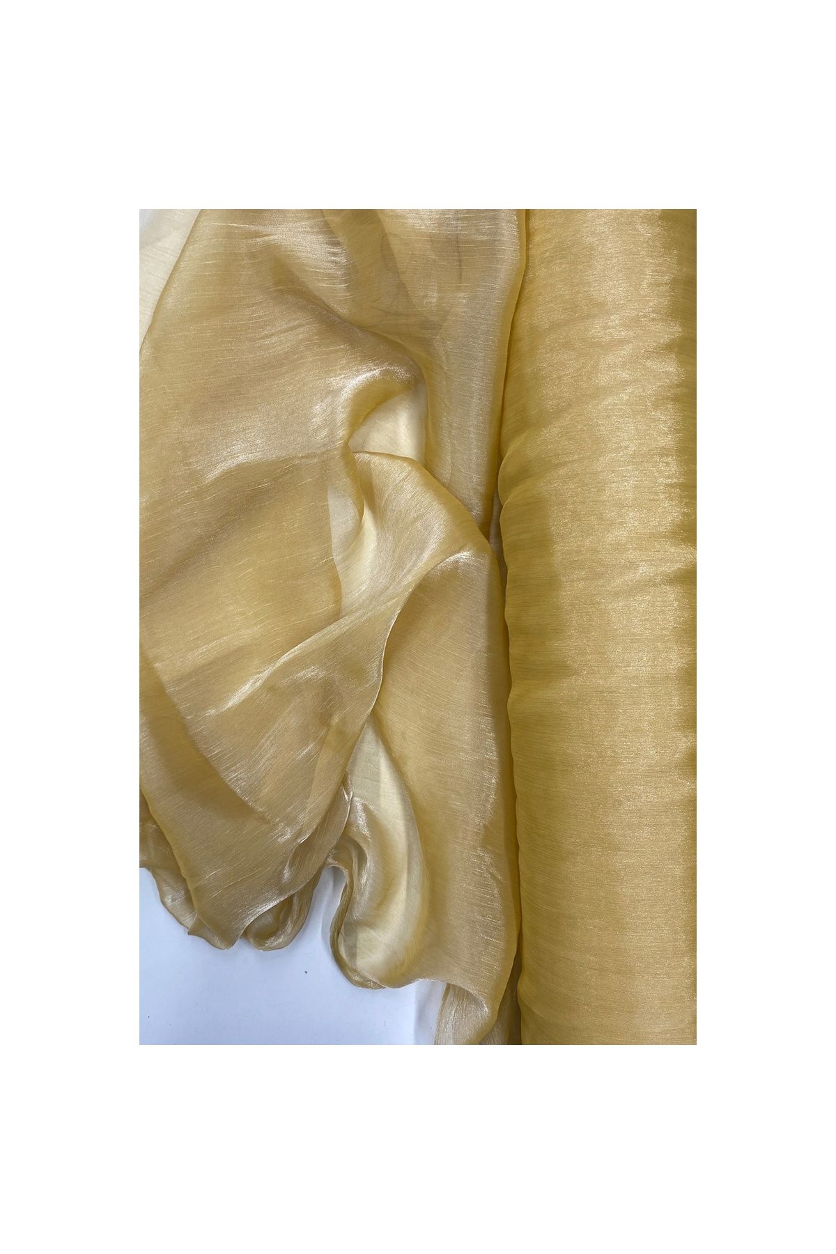 Genel Markalar Abiye Elbiselik Işıltılı Tül Cam Organze Kumaş Gold