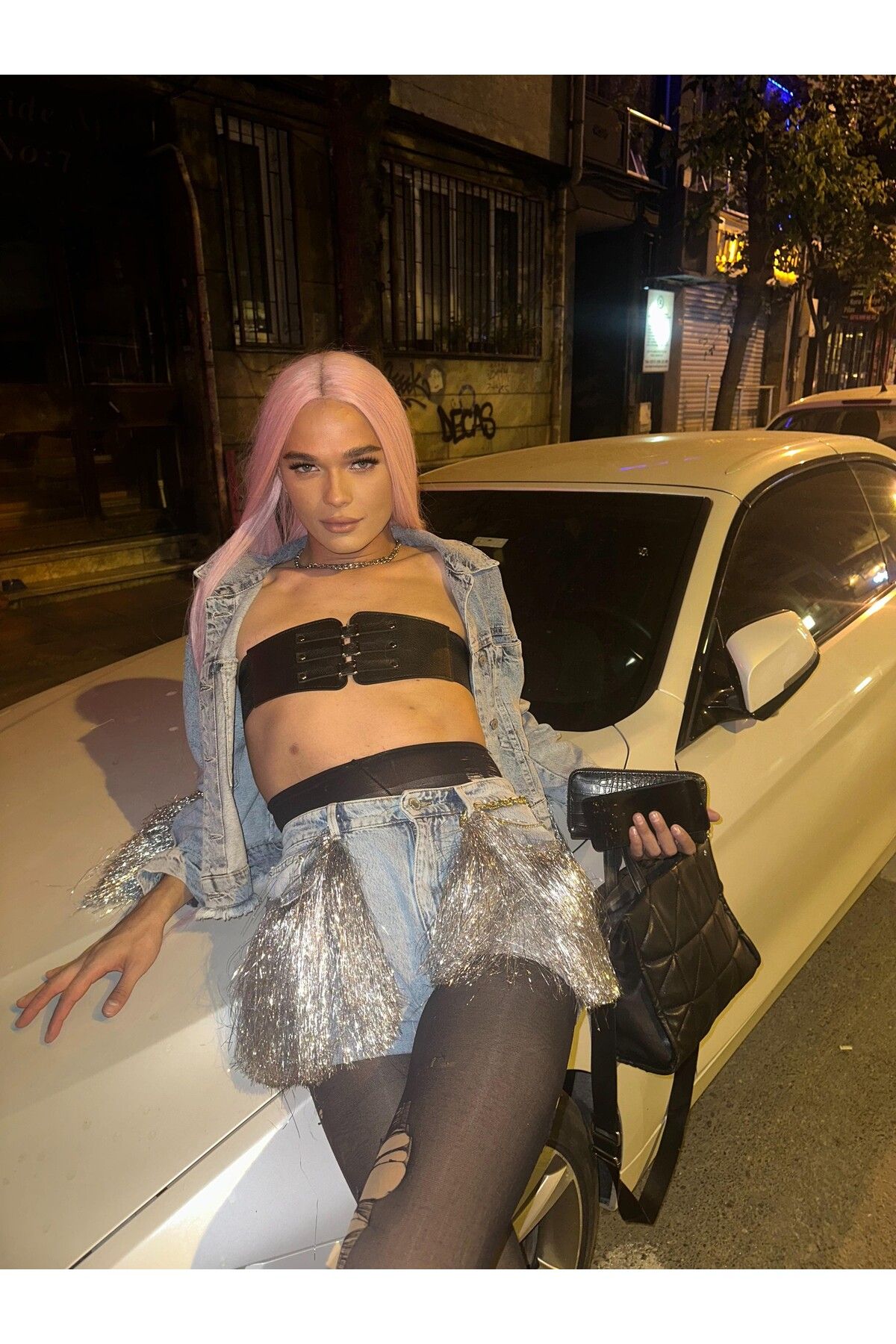 Ceylin Ceylan Gümüş Püsküllü Denim Şort