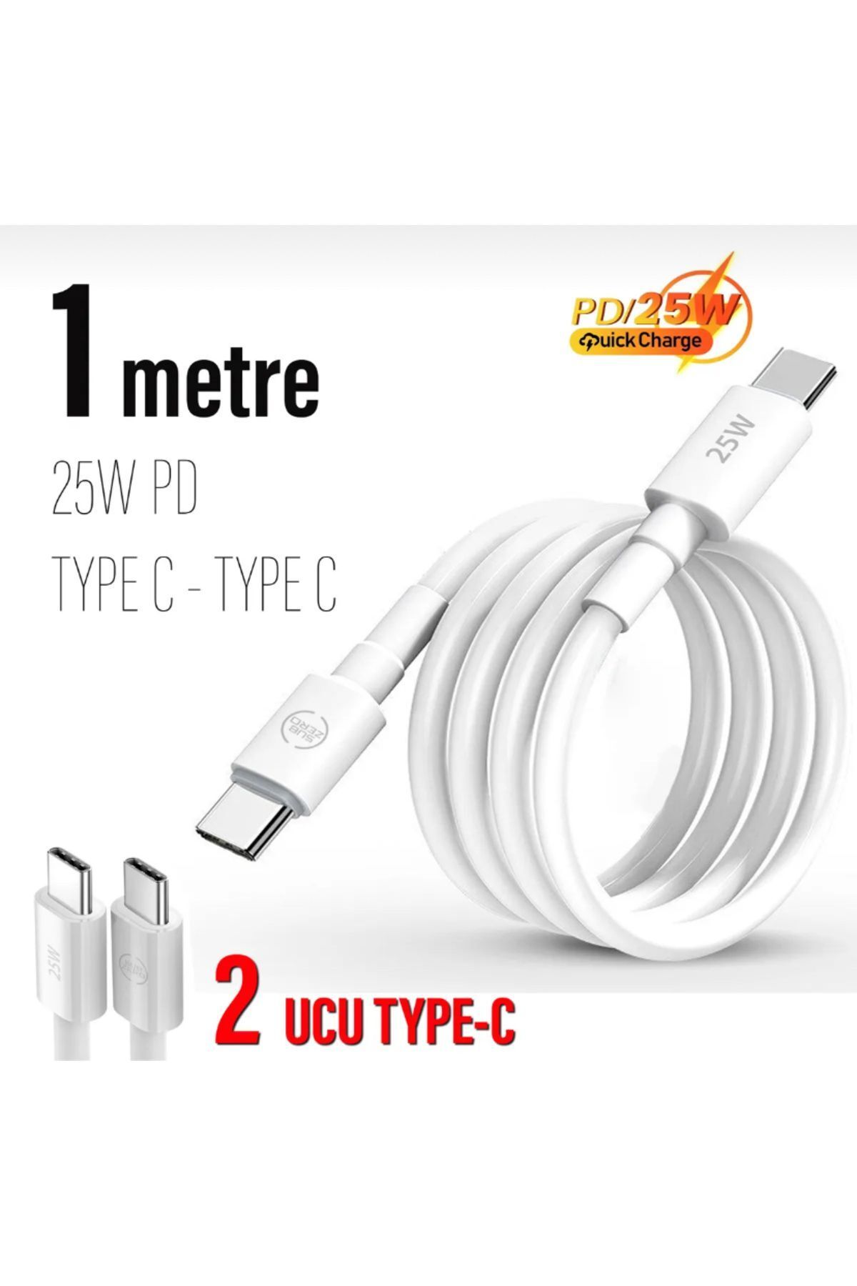 UYGUN ELEKTRONİK 1 Metre 30w Hızlı Type C Şarj Kablosu Çift Taraflı Type-c To Type-c 30w Pd Şarj Kablo 100cm