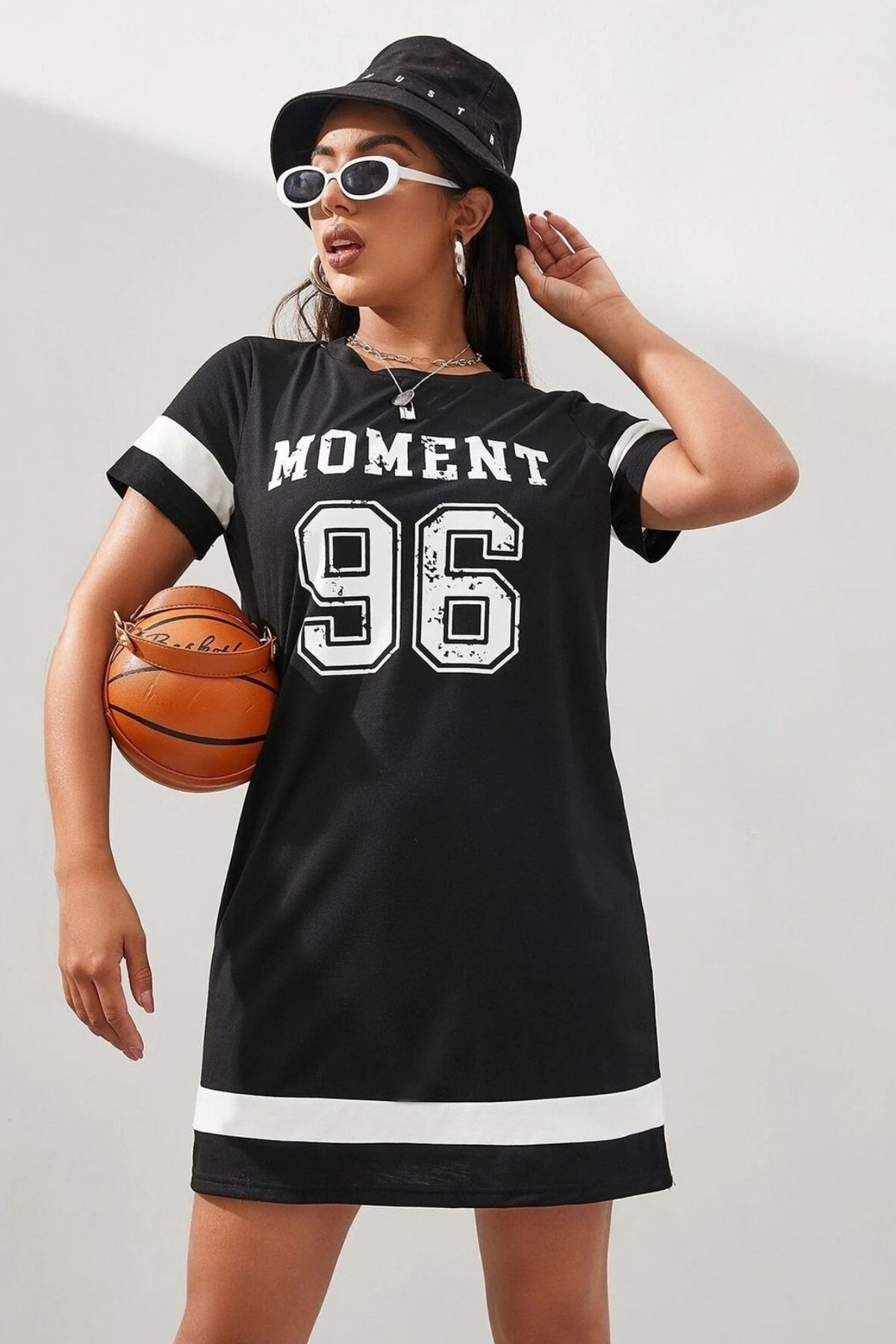 Know Kadın Siyah Moment 96 Baskılı T-shirt Elbise