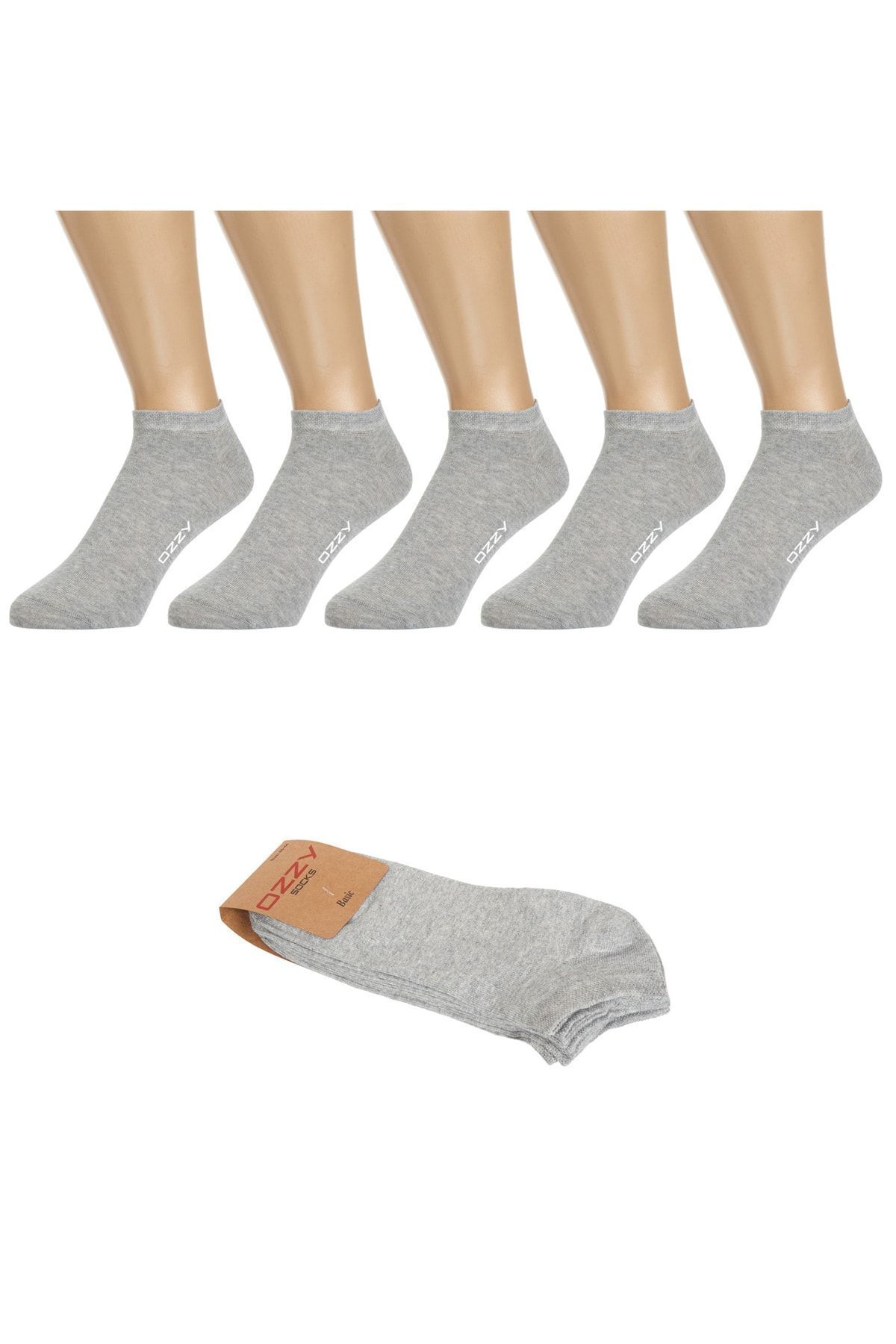 Ozzy Socks 5 Çift Dikişsiz Pamuklu Gri Patik Çorap Yazlık Dayanıklı Topuk Ve Burun
