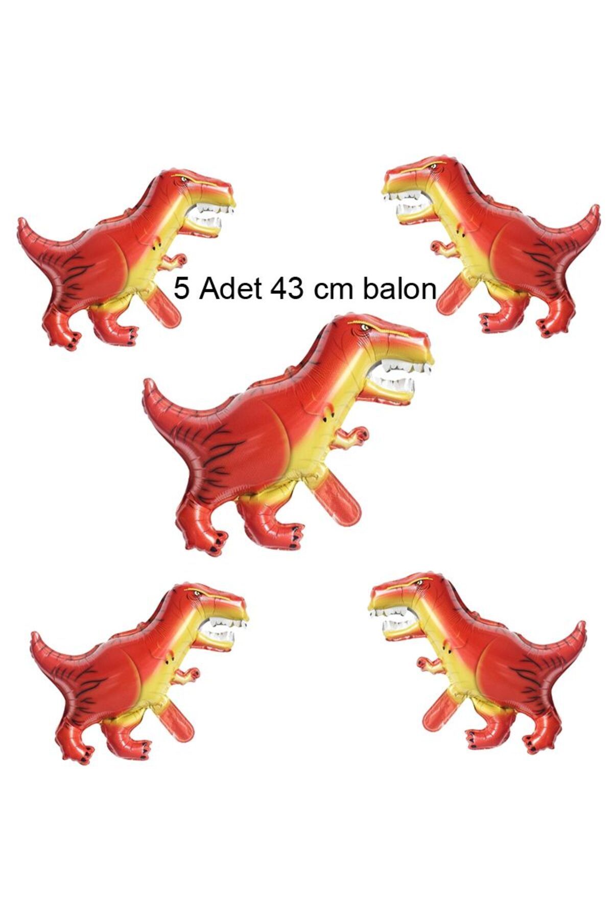 partidolu Tyrannosaurus Shape Şekilli Kahve Renk Dinozor Folyo Balon 43 Cm 5 Adet