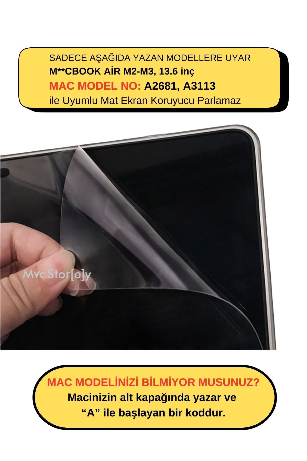 Mcstorey Macbook Air M2-m3, 13.6 Inç Mat Ekran Koruyucu (TOUCHID'Lİ AİR) A2681 A3113 Ile Uyumlu Çizilme Önler