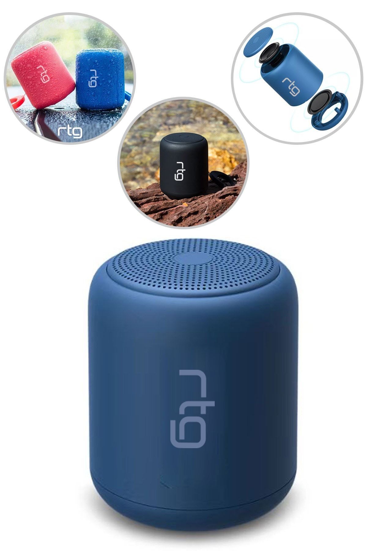RTG X6s Bluetooth Hoparlör Aux Sd Kart Usb Taşınabilir Ses Bombası Mavi