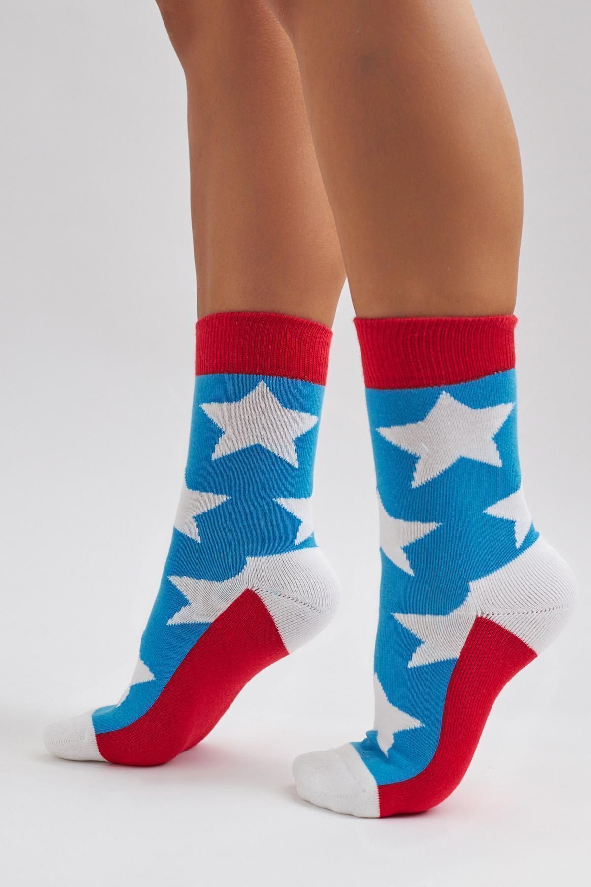 Katia & Bony Büyük Yıldız Desenli Soket Çorap Mavi