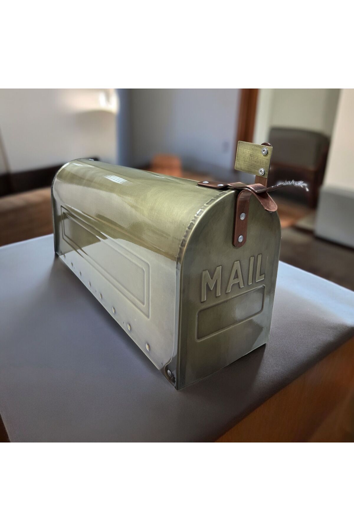 LUCKYHOMES Özel Üretim Galvaniz Amerikan Tarzı Posta Kutusu,Mail Kutusu Gold 50X15X21