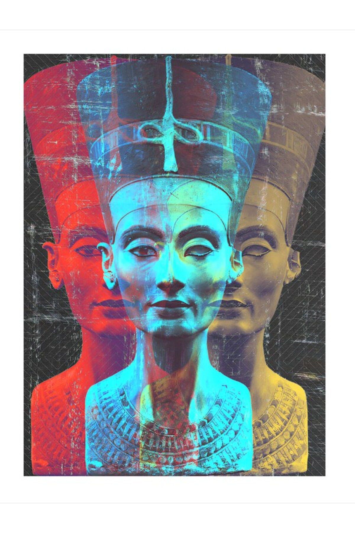 karizmart Mısır Firavun Kraliçe Nefertiti Model Ahşap Tablo 18cm X 27cm